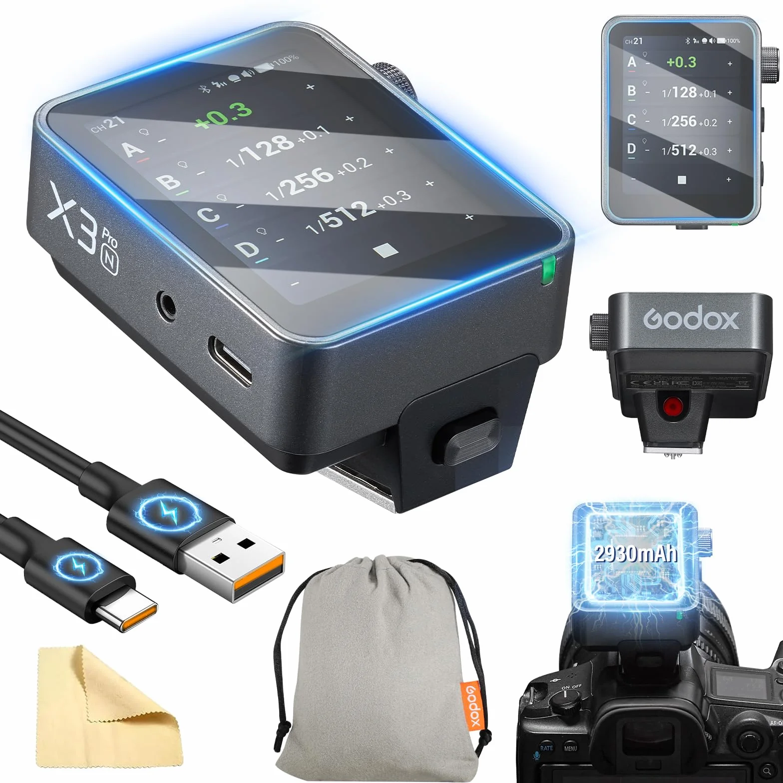 Godox X3PRO-N X3PRO N Attivatore Flash Wireless per Nikon TTL 2,4 GHz HSS Bluetooth Integrato Controllo Tramite App Touchscreen LCD Funzione TCM Attivatore Remoto per Fotocamera Nikon