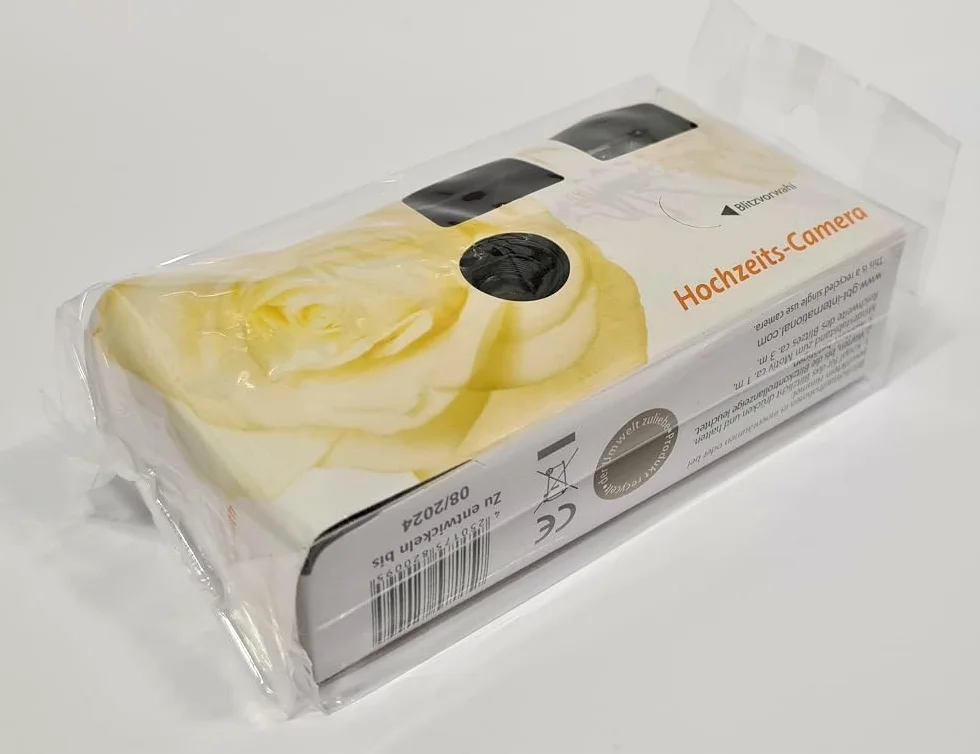 5 X 1A PHOTO PORST - Fotocamera usa e getta, edizione rosa nuziale, con flash, batterie e pellicola (confezione da 5 pezzi, 27 scatti)