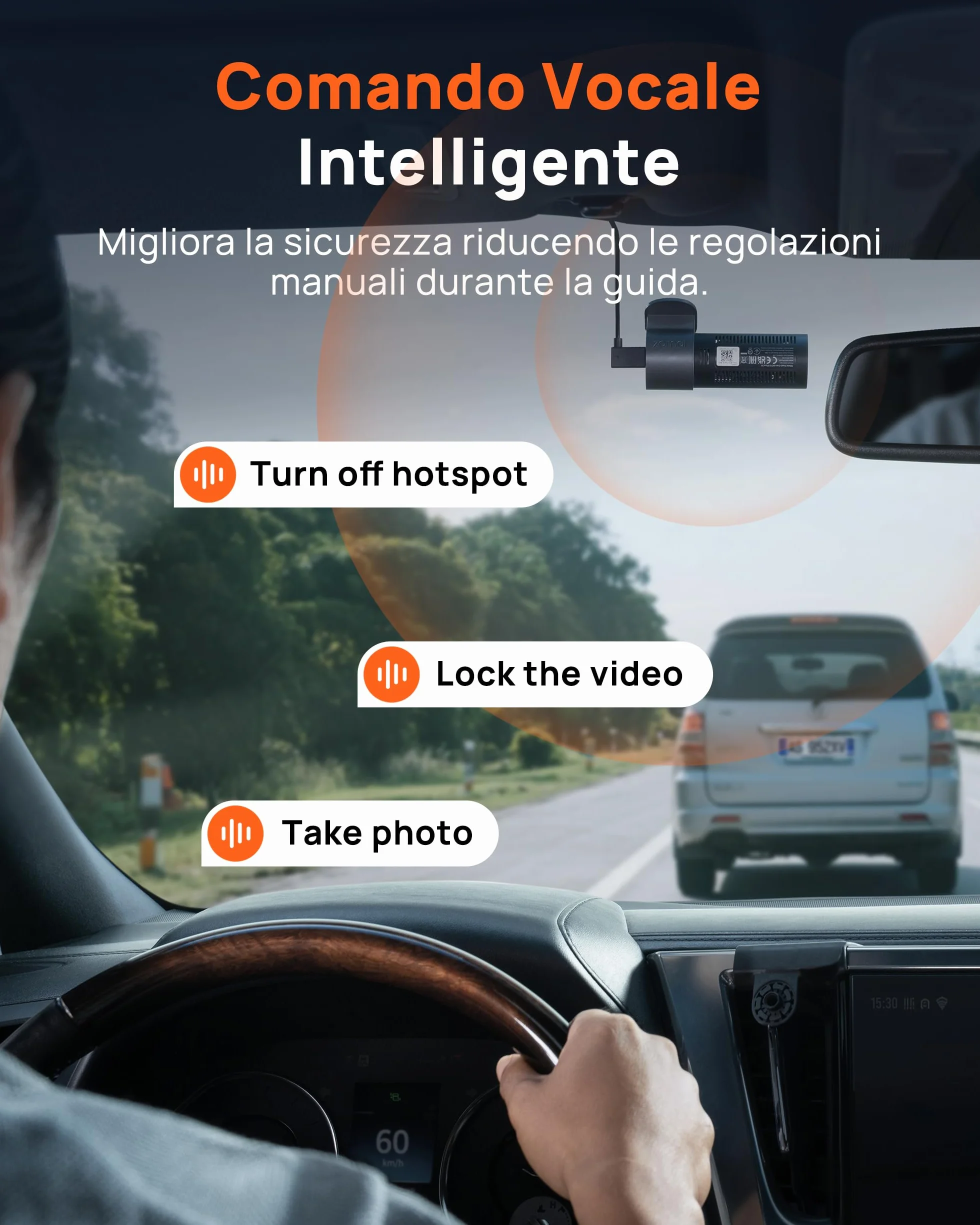 70mai Dash Cam M310 Plus 3K 1620P, WiFi, Visione Notturna, Registrazione Time-lapse, WDR, Modalità Parcheggio, Max 256 GB