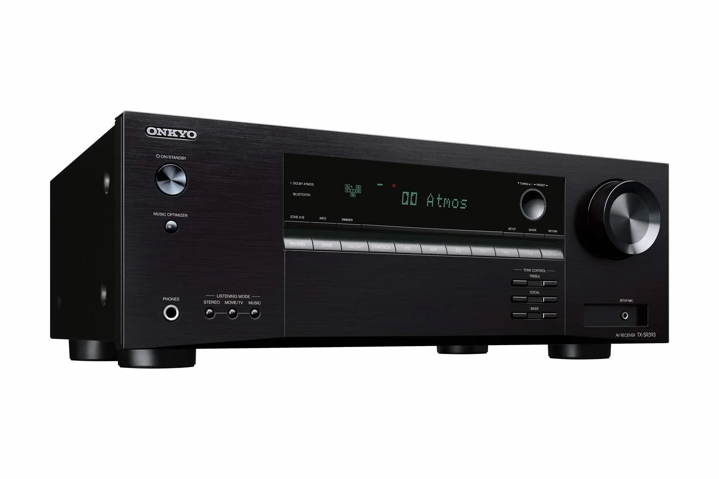 Onkyo TX-SR393(B) - Ricevitore AV a 5.2 canali (Dolby/DTS:X, AccuEQ, AccuReflex, 4K, Bluetooth, 155 W/Canale), nero