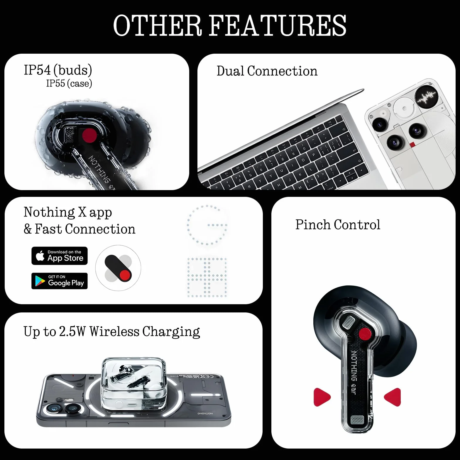 Nothing Ear cuffie bluetooth Audio Hi-Res Cancellazione attiva del rumore intelligente Nero