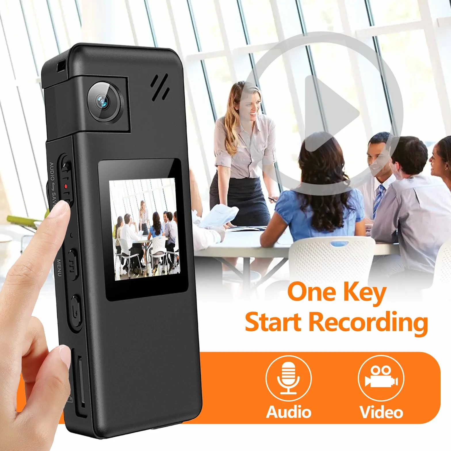 A32 64GB Telecamera Portatile, 1080P, Obiettivo Ruotabile 180°, con Rilevamento Movimento e Registrazione Audio, per Polizia e Ciclismo