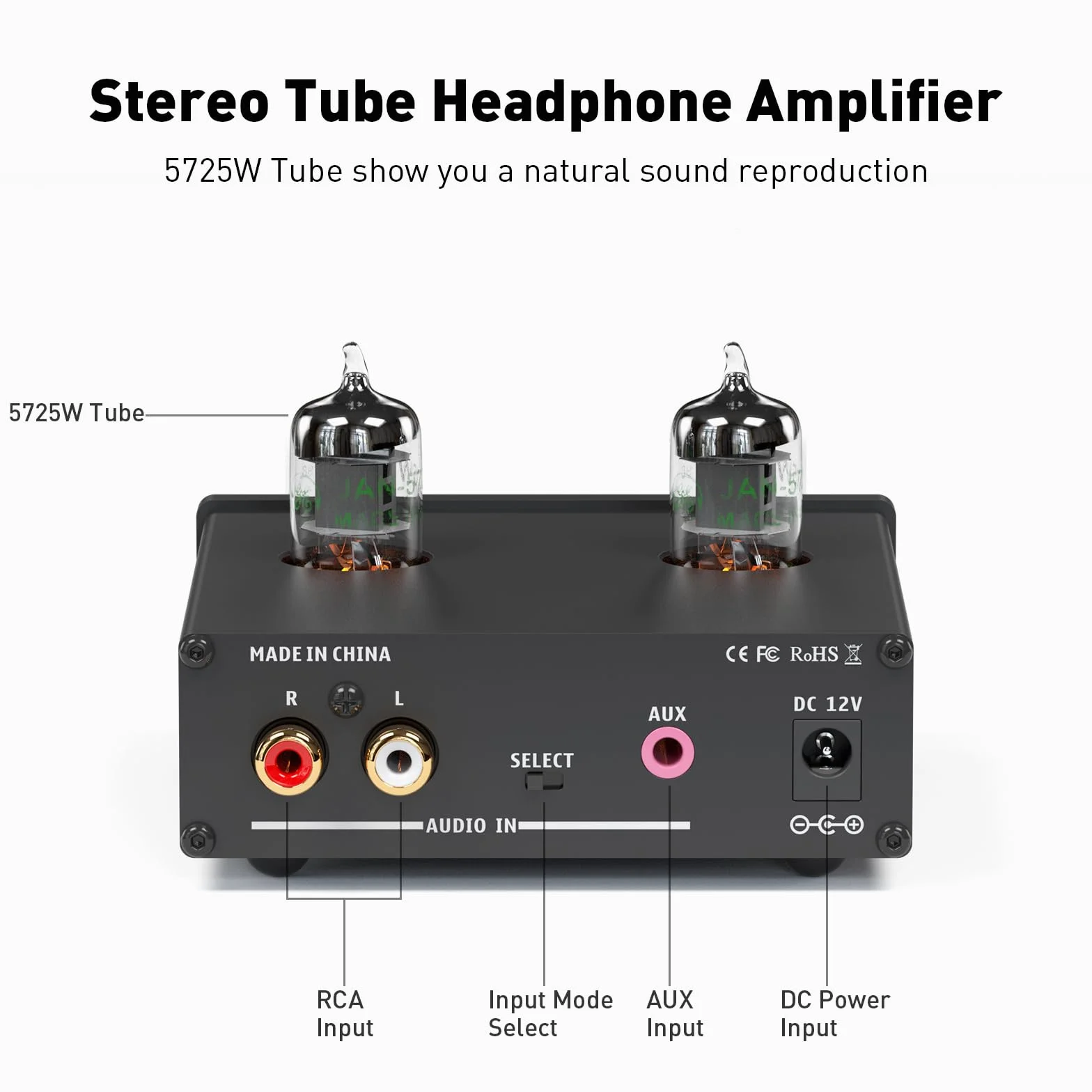 Fosi Audio P2 Amplificatore per cuffie a valvole Preamplificatore a valvole a vuoto Mini Hi-Fi Stereo Audio con protezione di uscita a basso rumore di massa per cuffie