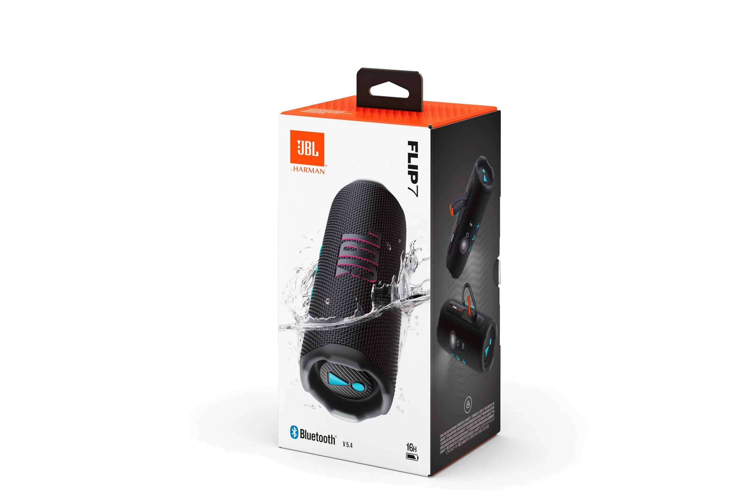 JBL Flip 7 Speaker Bluetooth Portatile Wireless, 16 Ore di Autonomia, Impermeabile IP68, Resistente alla Polvere e Antiurto, Suono JBL Pro con AI Boost, Connessione Multi-Speaker Auracast, Nero