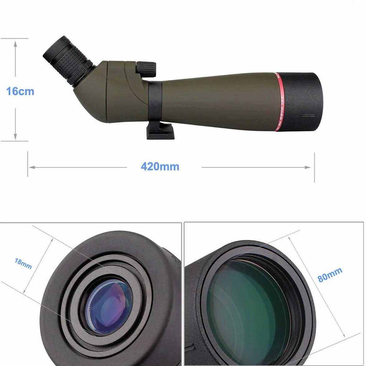 Svbony SV13 Cannocchiale, 20-60x80 Cannocchiale con Treppiede, HD Porro Prisma FMC Ottica Impermeabile Potente per Tiro a Segno, Tiro con Arco, Birdwatching, Luna