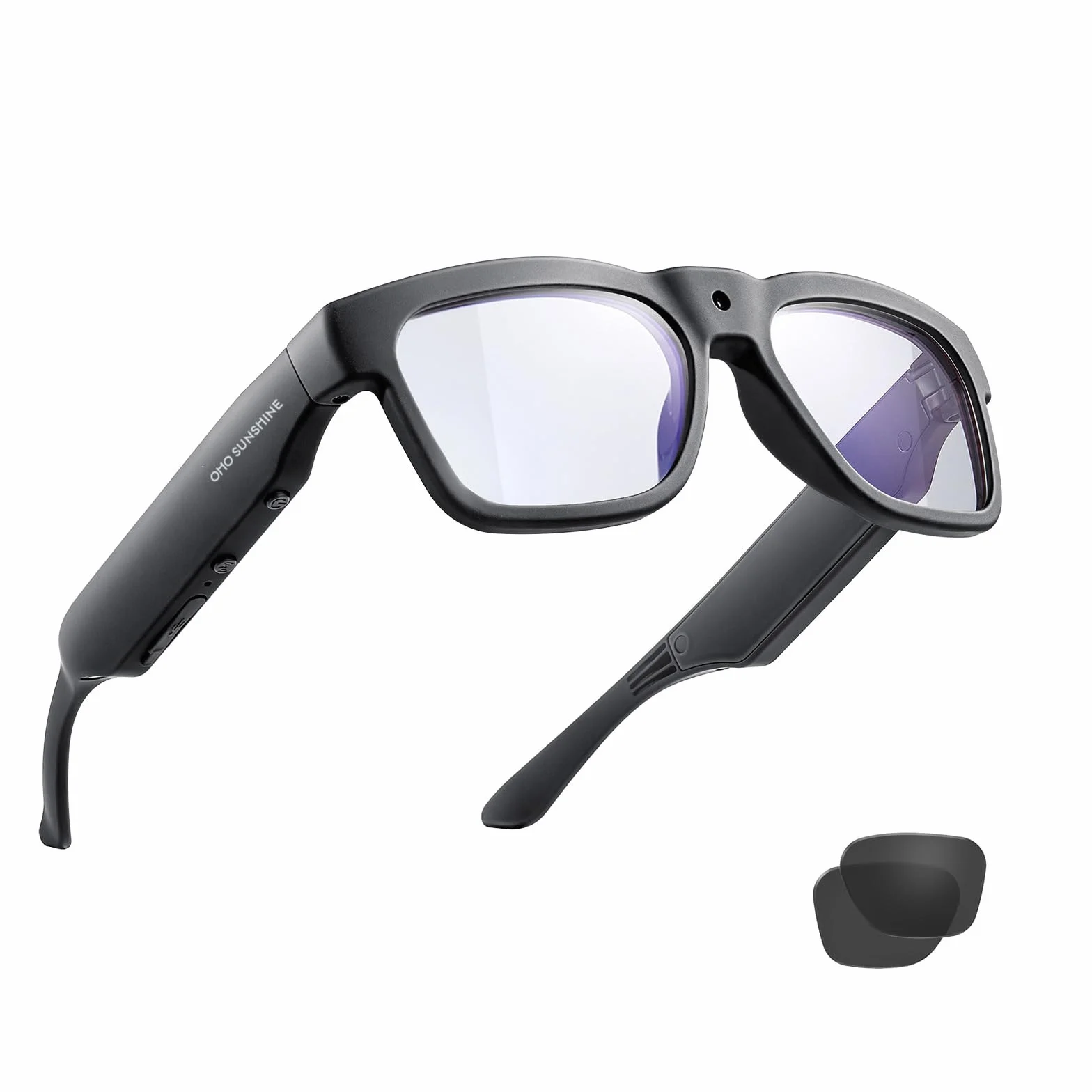 OhO Smart Glasses, occhiali da sole con fotocamera da Bluetooth, con altoparlante aperto, cuffie auricolari, per sport interni ed esterni, protezione UV polarizzata, per uomini e donne,