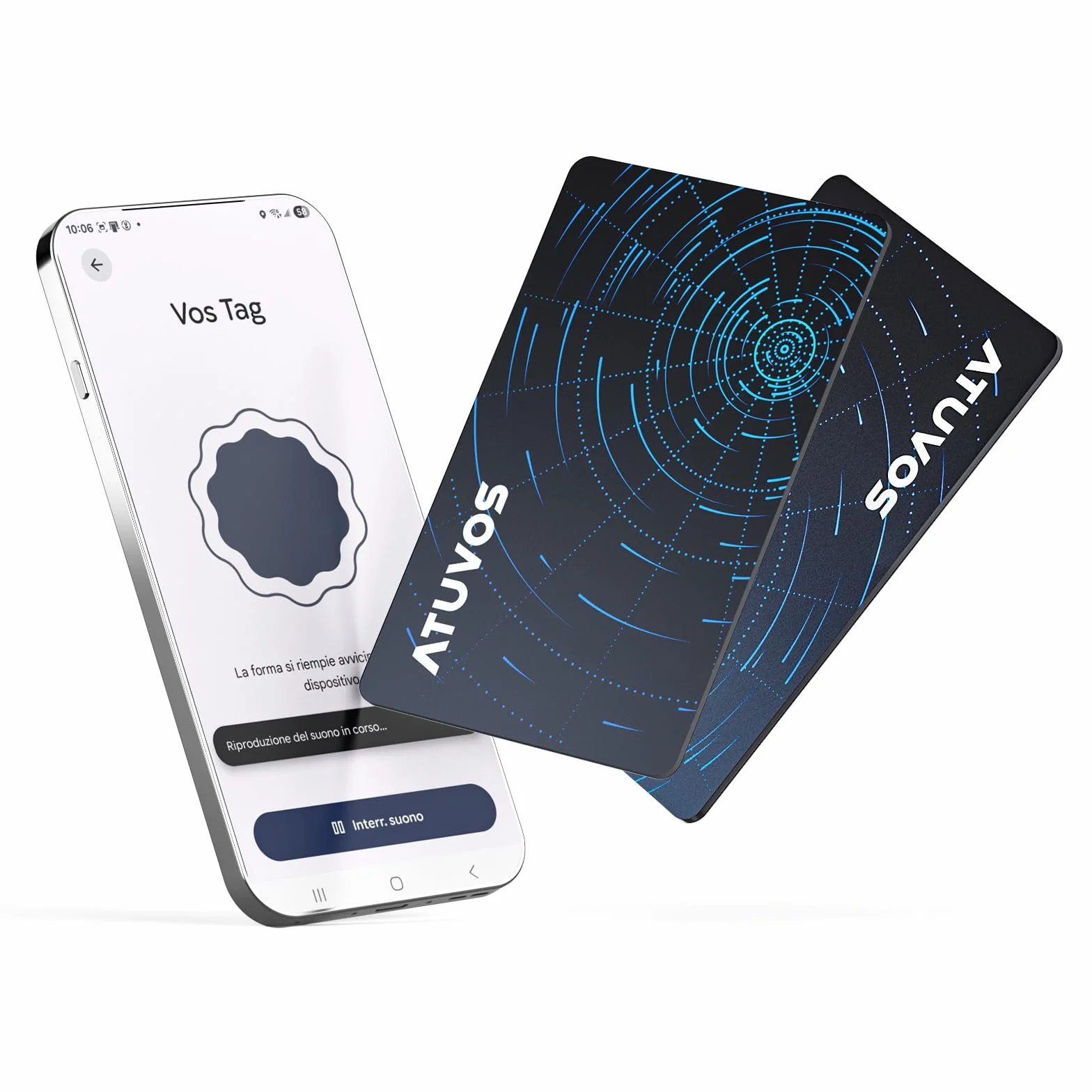 ATUVOS Air Tag Card Pro per Android & iOS, Dual System Ricaricabile Wallet Tracker Funziona con Google Funzioni Trova o Apple Dov'è APP, Smart Localizzatore per Portafoglio, Borse, Thin 1.6mm 2 Pezzo