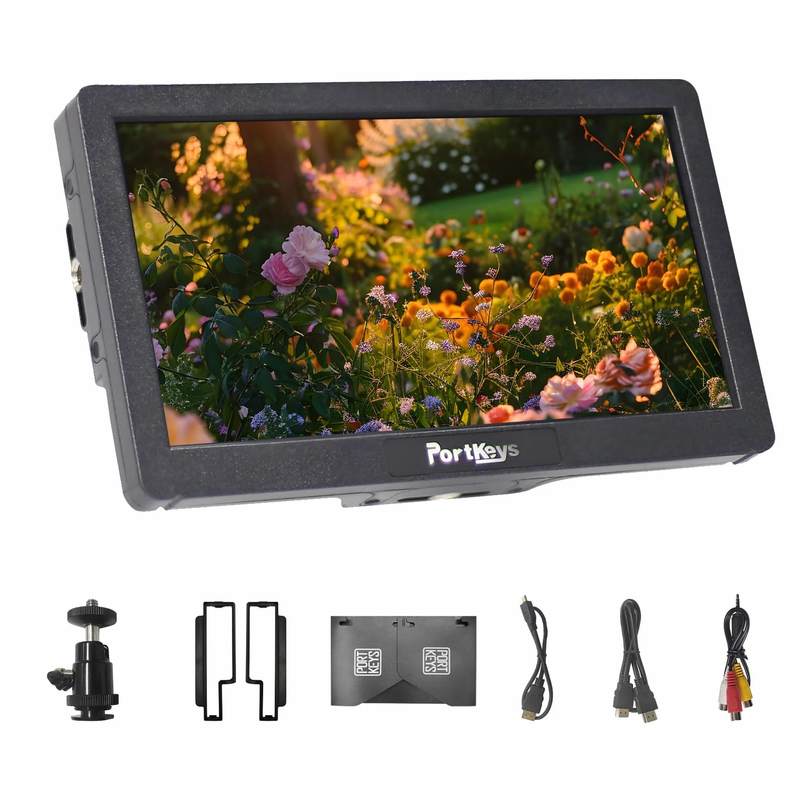 Portkeys HD7H Monitor per Fotocamera 7" 1000 Nit, Field Monitor 4K HDMI con Schermo Opaco Antiriflesso e Parasole, Focus Peaking, False Color, Anamorphic per DSLR