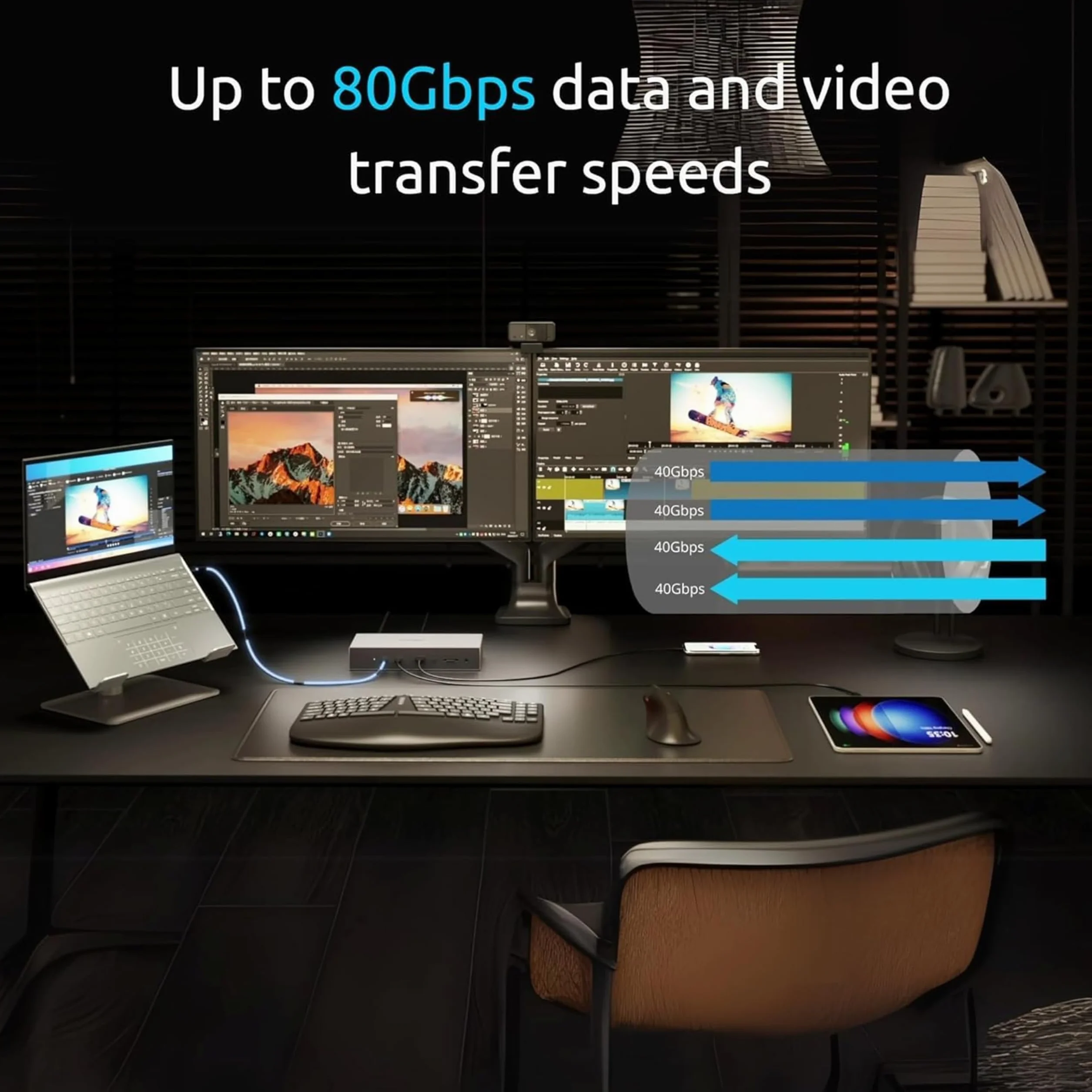 Kensington SD5000T5 EQ Thunderbolt 5 Docking station, triplo monitor 8K/4K, lettore di schede SD e Micro SD, Potenza alimentazione 140W, 3x Thunderbolt 5, Ethernet e USB 3.2 Gen2 - Grigio (K35201EU)