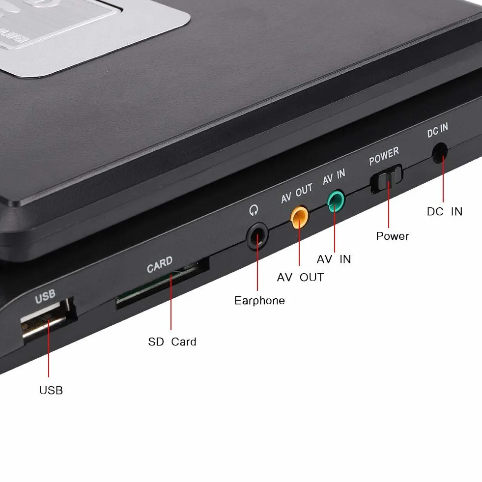 Lettore portatile, 7,8 Pollici Lettore DVD Portatile con 800 mAh Batteria Ricaricabile, 270 Gradi Display Rotante Supporto Schede SD e USB, Radio FM Lettore DVD per Auto per Viaggi. (EU)