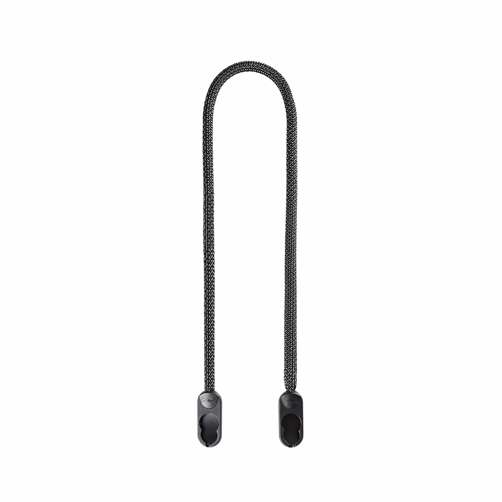 Peak Design Tracolla per fotocamera in corda, nera, in nylon intrecciato, lunghezza fissa, sgancio rapido e connessione, hardware integrato, capacità 90,7 kg, tracolla o tracolla per fotocamera per
