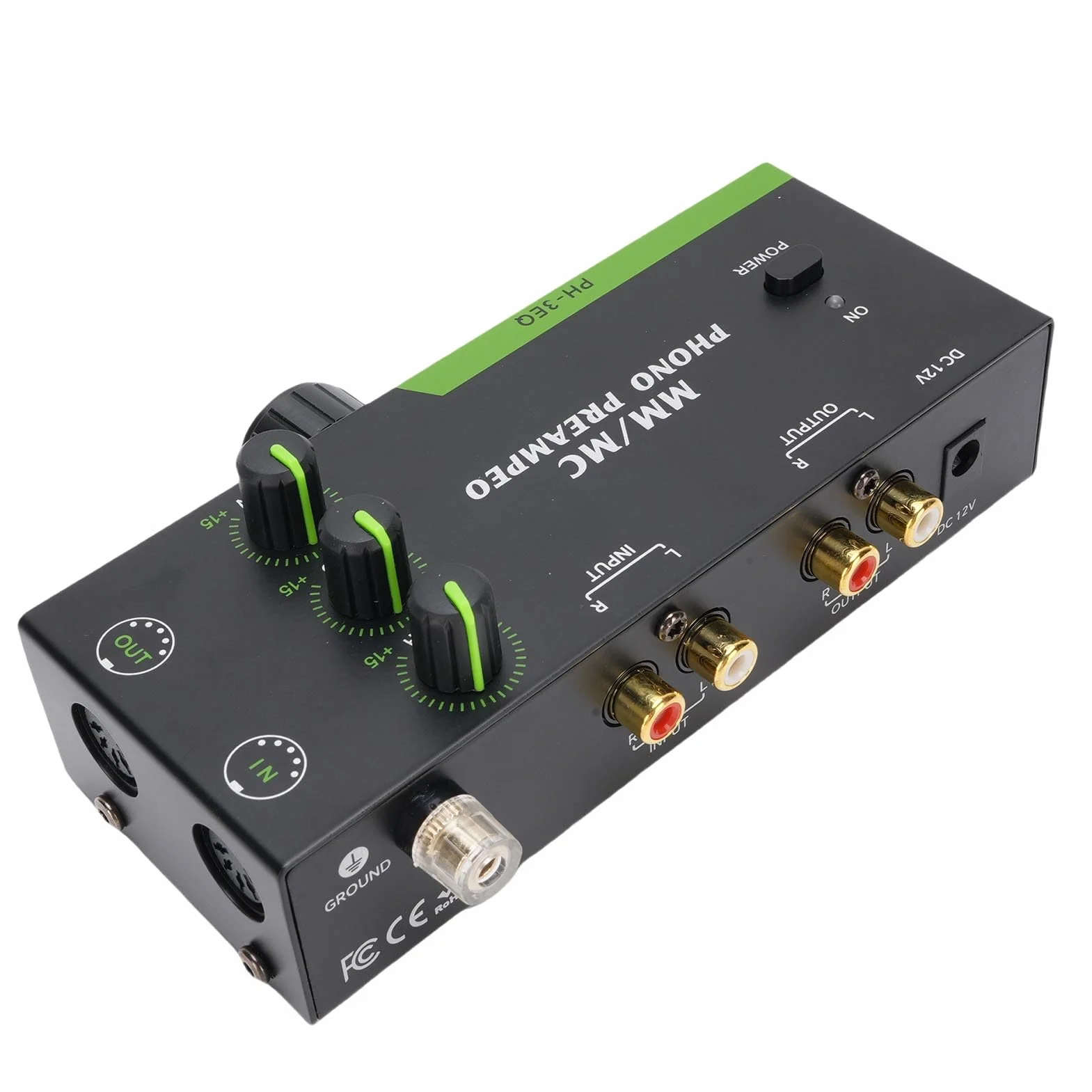 Keenso Preamplificatore Fono, Struttura in Metallo, Regolabile a 3 Bande, Uscita Ingresso XLR, Compatibile con Giradischi per Audiofili (Spina UE da 100 a 240 V)