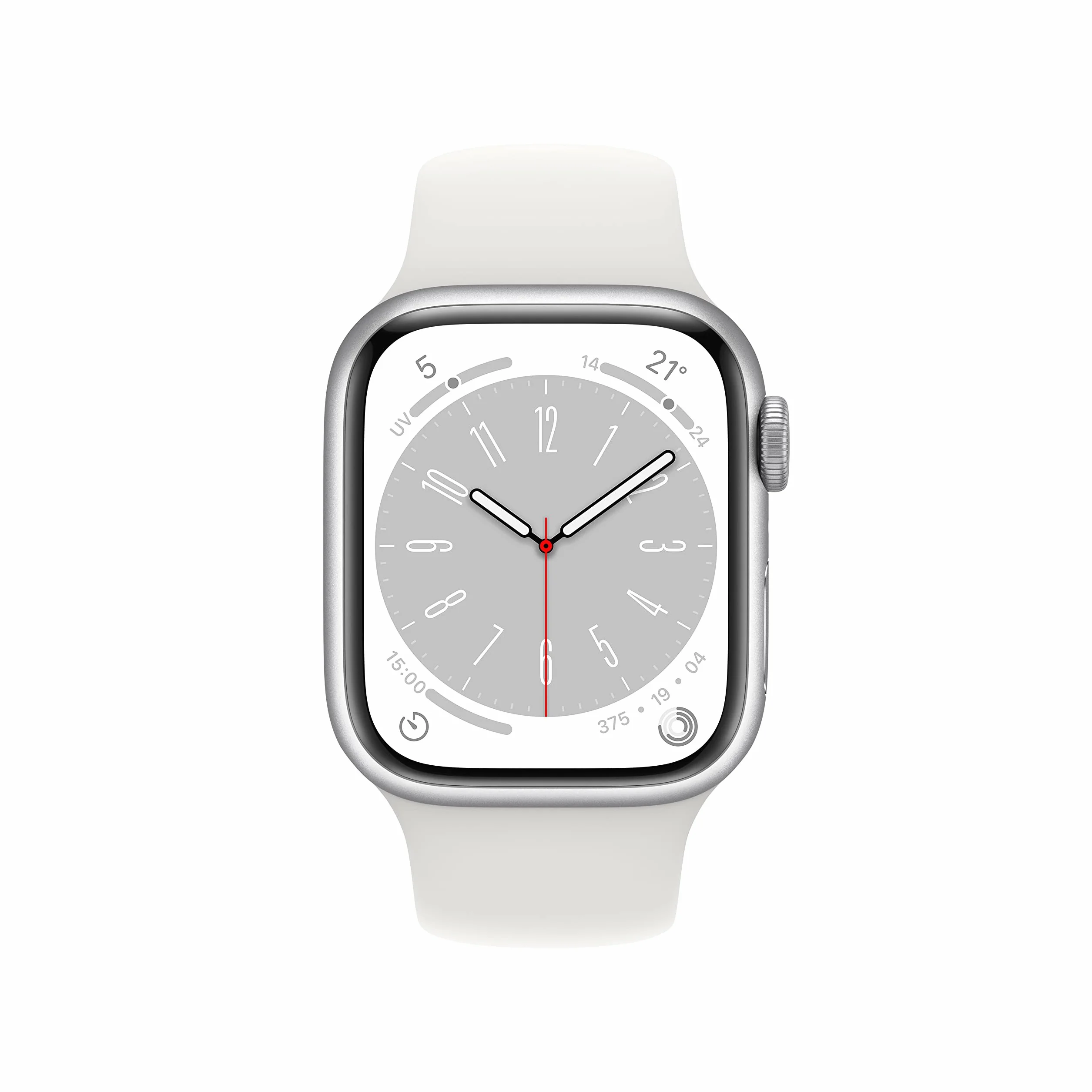 Apple Watch Series 8 (GPS, 41MM) Silver Aluminum Case with White Sport Band (Ricondizionato)