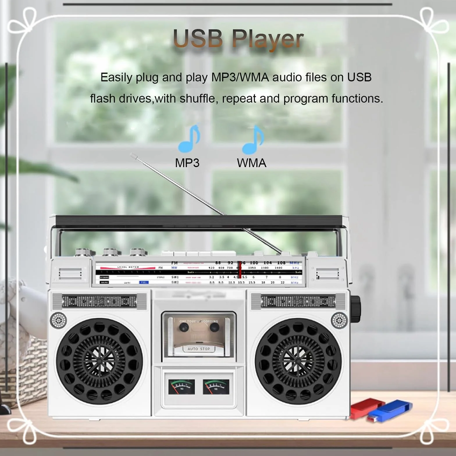 Boombox con lettore cassette retrò con Bluetooth e riproduzione USB - Include funzione di registrazione per raduni familiari e viaggi