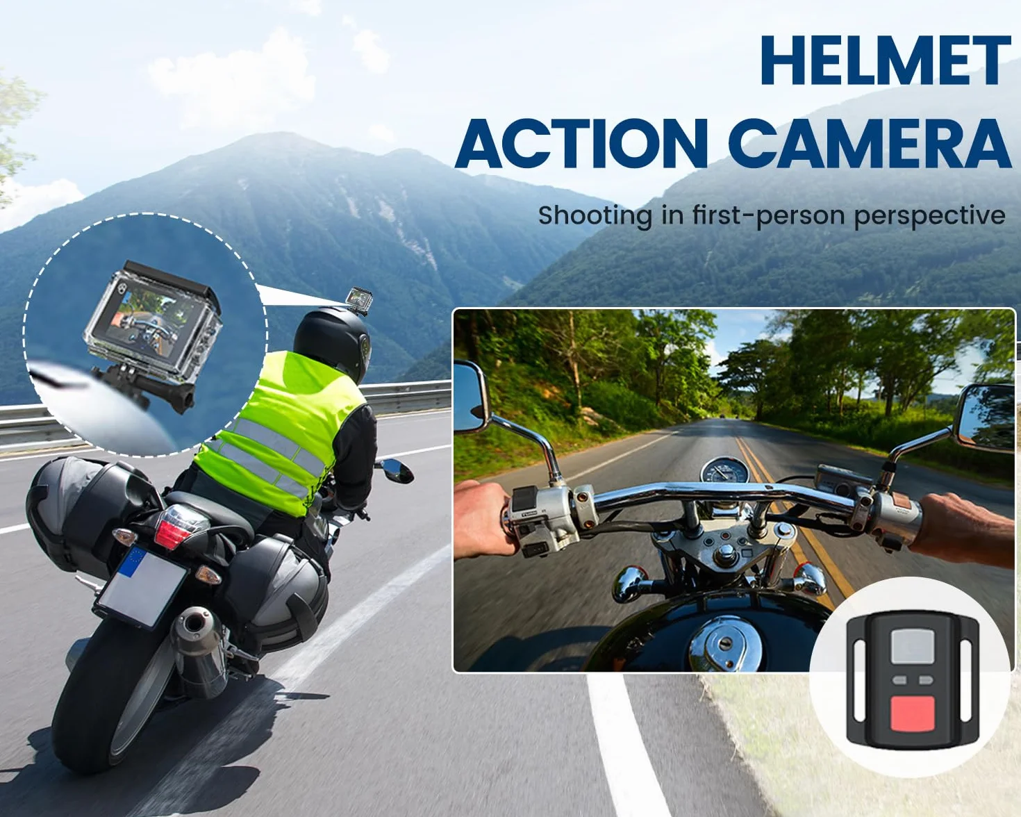Action Cam 4K a Doppio Schermo, 48MP WIFI Videocmera con Scheda SD da 64GB,131ft Fotocamera Subacquea, 170° Telecamera Moto con Telecomando, Microfono, 2 Batterie,Accessori Multifunzione.
