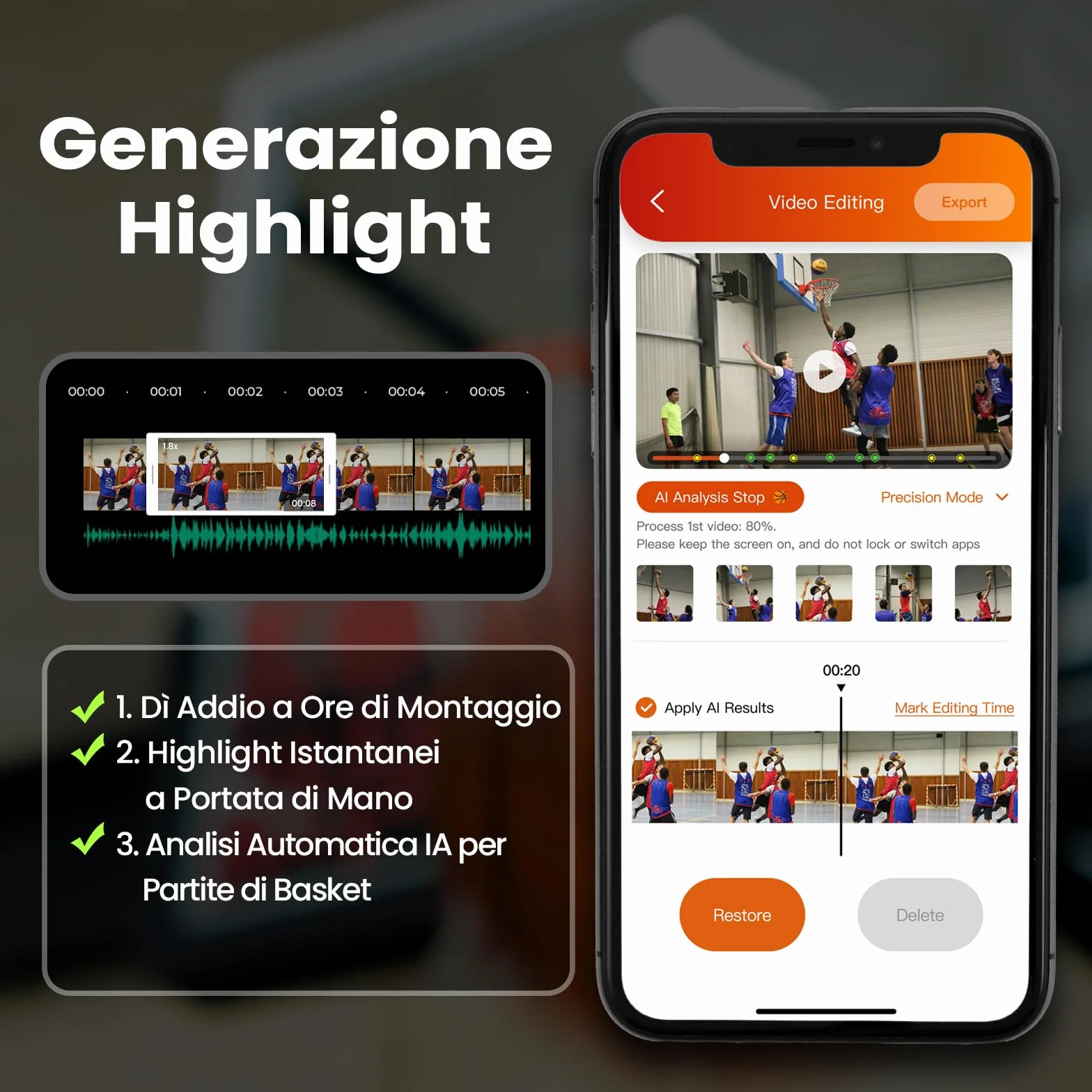 XbotGo Chameleon Action Cam 4K 60FPS - Monitoraggio Del Calcio E Registrazione Del Basket Per Gli Action Cam Per Sport Di Squadra, Live Streaming, Compatibile con iOS E Android (Grafite Lava)