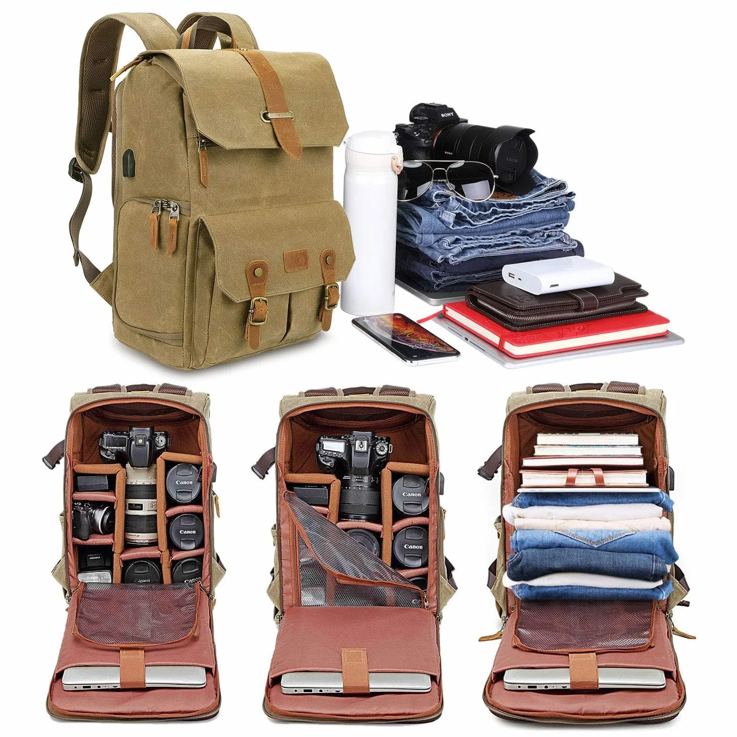 Zaino per fotocamere reflex impermeabile UBAYMAX borsa impermeabile DSLR antiurto 15,6 pollici borsa per computer portatile borsa da viaggio fotocamera per Canon Nikon Sony Olympus