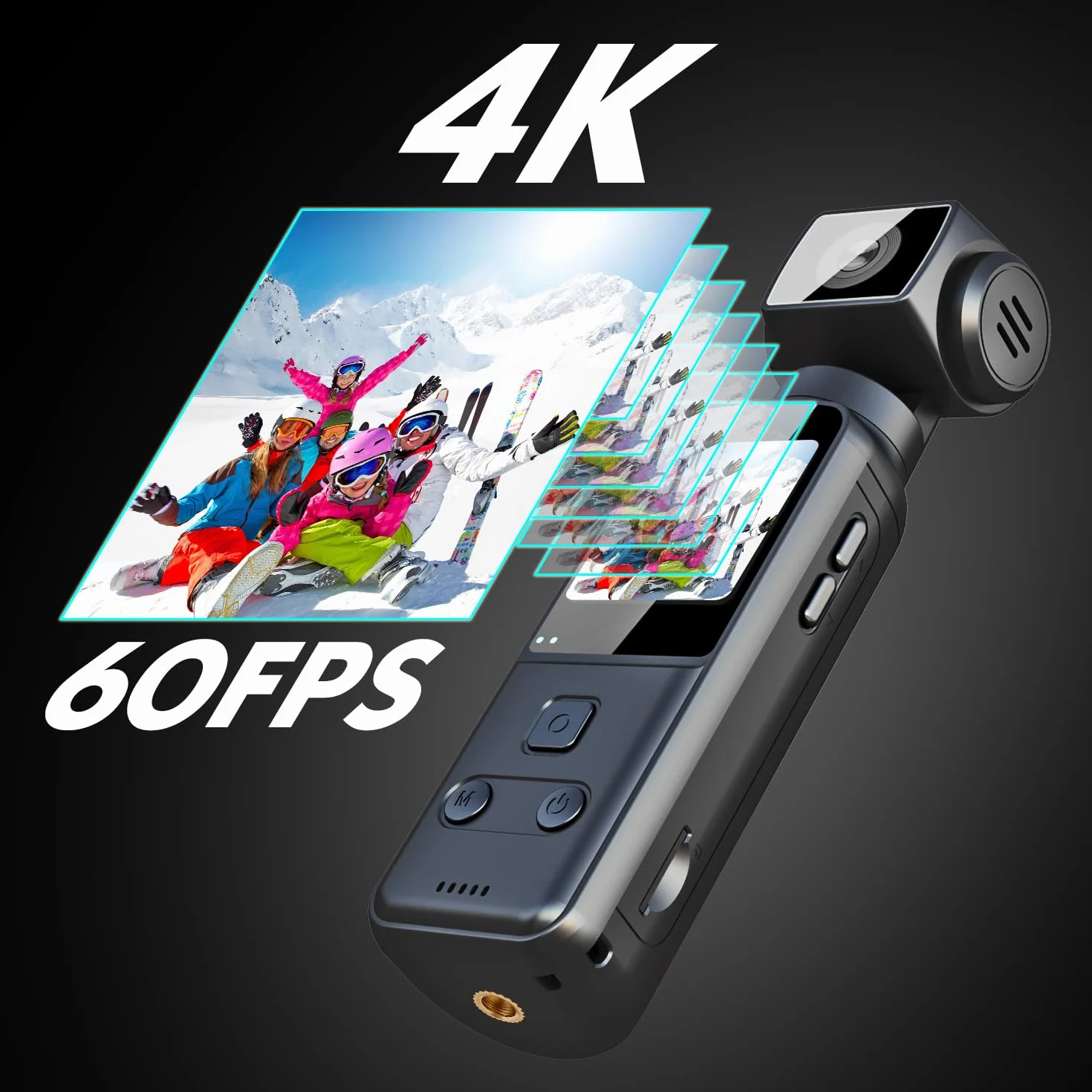 4K Bodycam, Vlog/POV Camera con Obiettivo Ruotabile 270°, Telecamera/Videocamera Portatile, Mini Action Cam con Microfono Esterno, Clip e Scheda TF da 64 GB