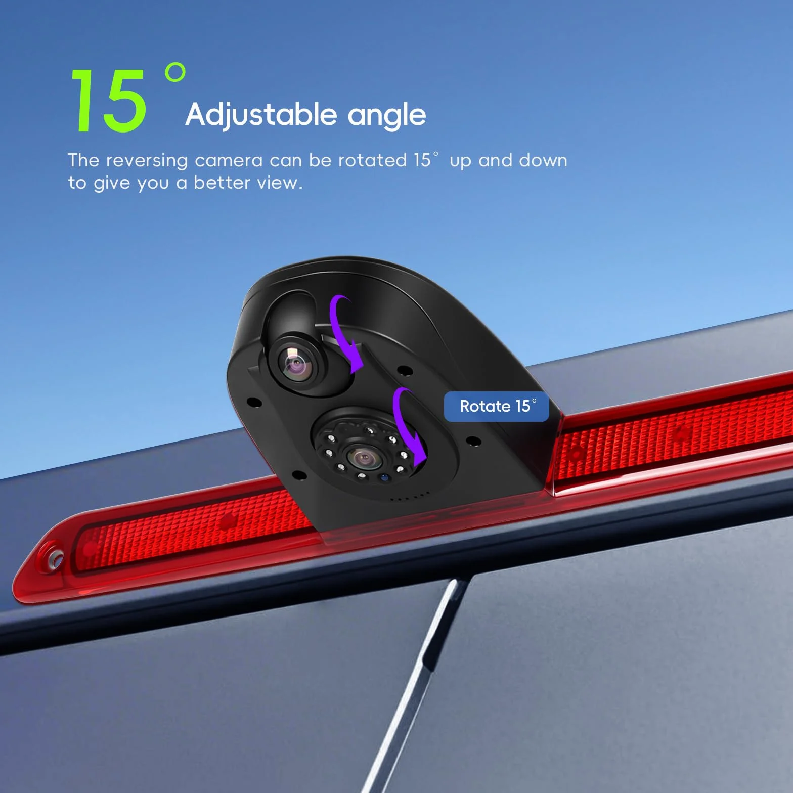 Telecamera Auto Posteriore con Luce Freno, Auto Terzo Roof per Mercedes-Benz Sprinter (2007–2019) Integrata nella Terza Luce di Stop Visione Notturna Impermeabile IP67 Angolo 140°