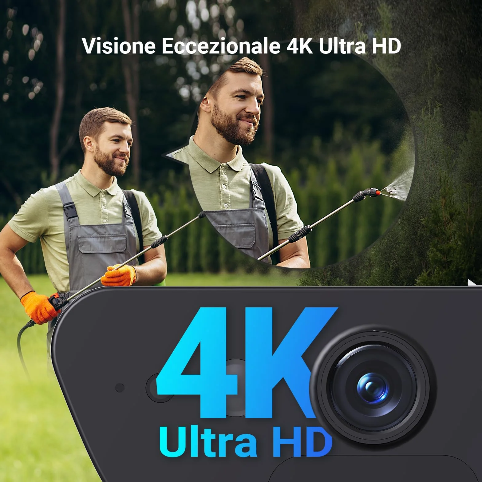 EZVIZ CB5 4K Telecamera Wi-Fi Esterno a Batteria Solare, 100% Senza Fili, Pannello Solare Integrato, Rilevamento di Persone/Veicoli, Visione Notturna a Colori, Audio Bidirezionale, Impermeabile IP65