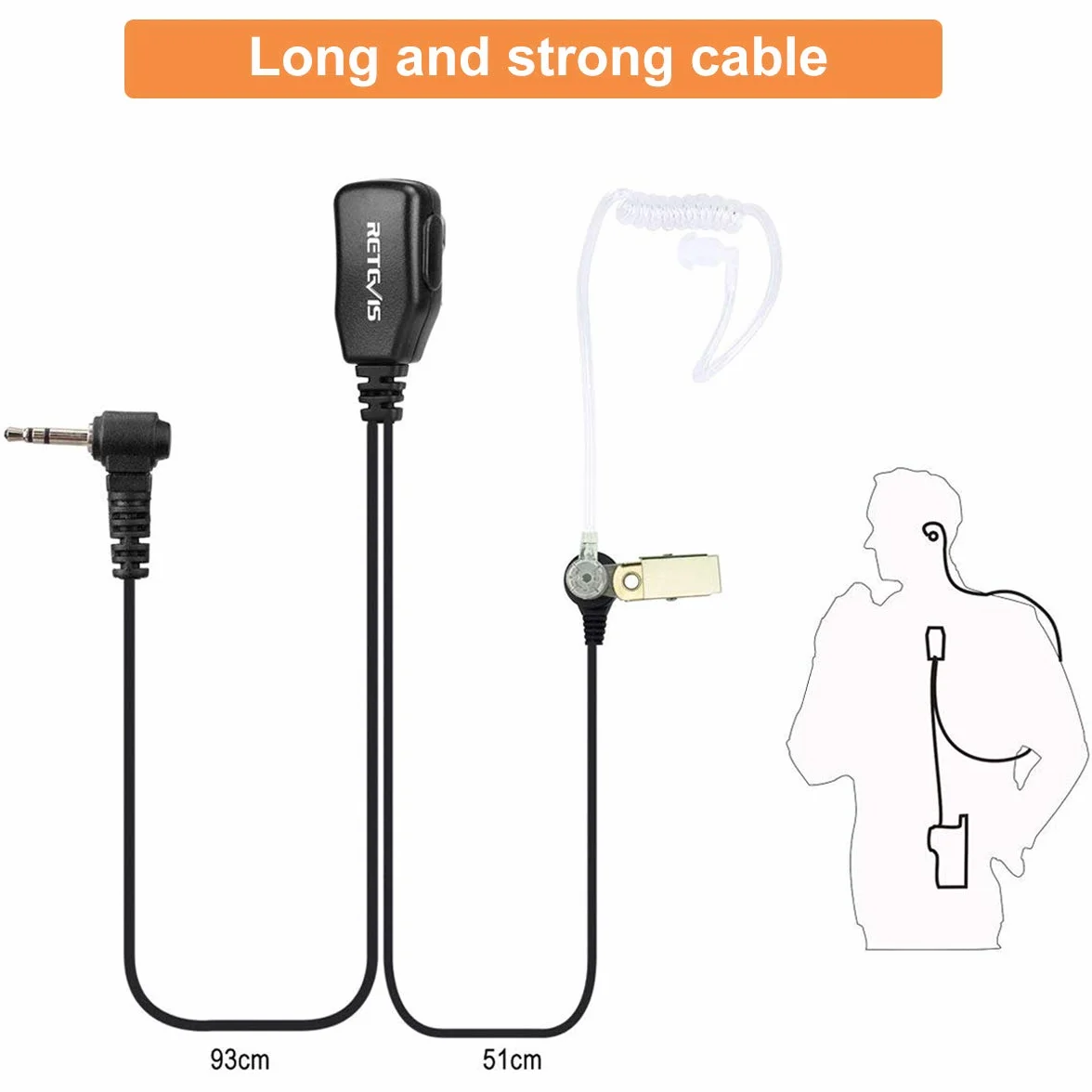 Retevis EAM101 Cuffie Walkie Talkie 1 Pin 2,5mm Auricolare Compatibile RT45 Motorola TLKR Radio T62 T80 Extreme T80ex T82 Extreme T82ex T81 Hunter T270 T280 (5 Pezzi)