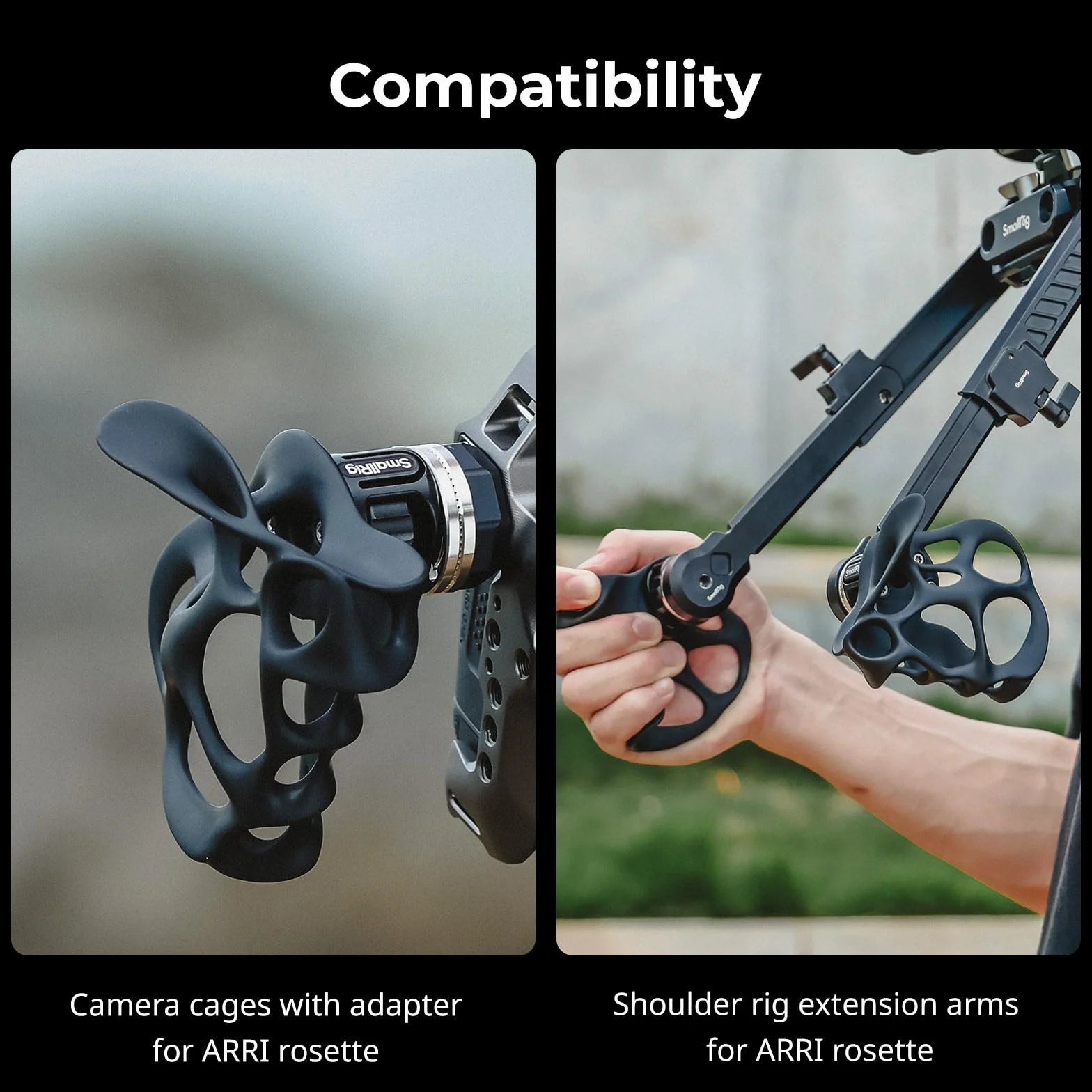 SMALLRIG Maniglia cava rotante a 360° sul lato destro per rosetta ARRI, carico 15 kg per gabbie per fotocamere e supporti a spalla