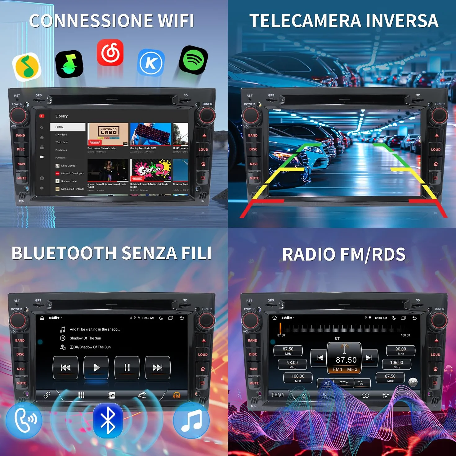 [Android 13.0 4GB+64GB 2.0Ghz] Autoradio Bluetooth Carplay 2 DIN per Opel, Autoradio da 7 Pollici con Schermo WiFi/GPS/RDS/CD DVD/USB/FM/SD/RCA, Supporta il Controllo Del Volante