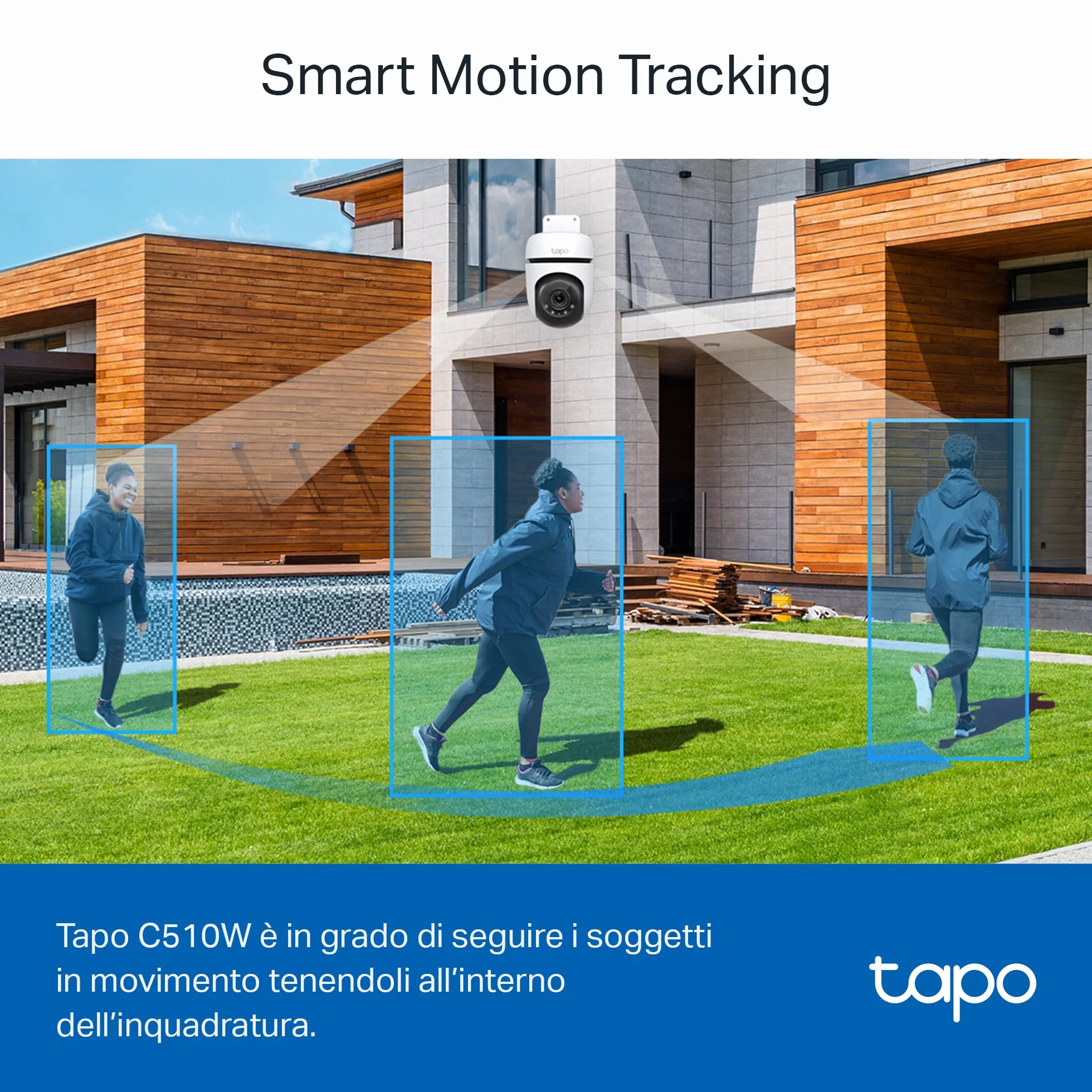 Tapo C510W Telecamera WiFi da esterno 2K 3MP, visione a 360°, IP65, impermeabile, sorveglianza IP
