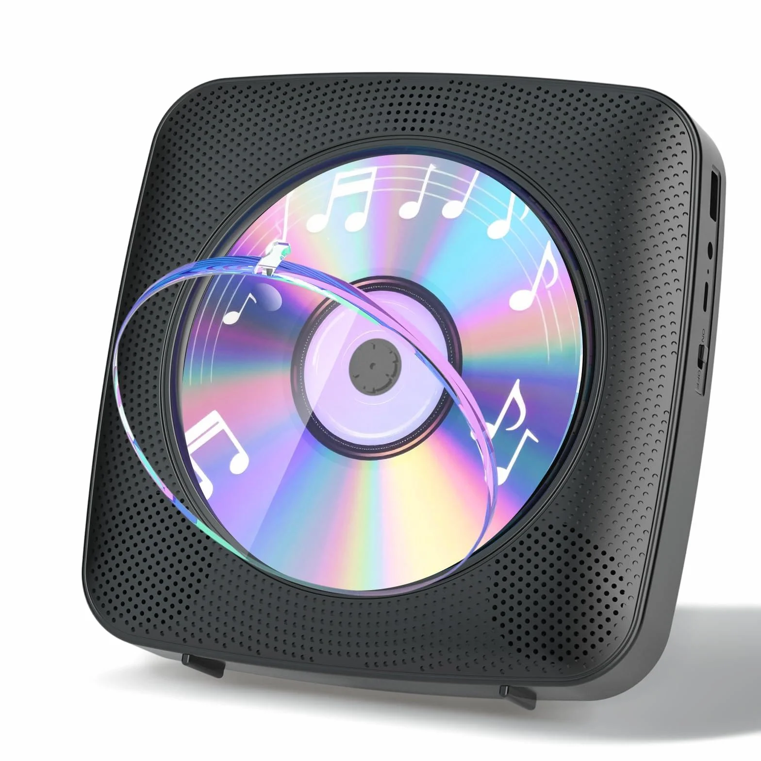 Lettore CD Portatile Bluetooth Ricaricabile 1800mAh Doppi Altoparlanti FM Radio USB AUX Nero