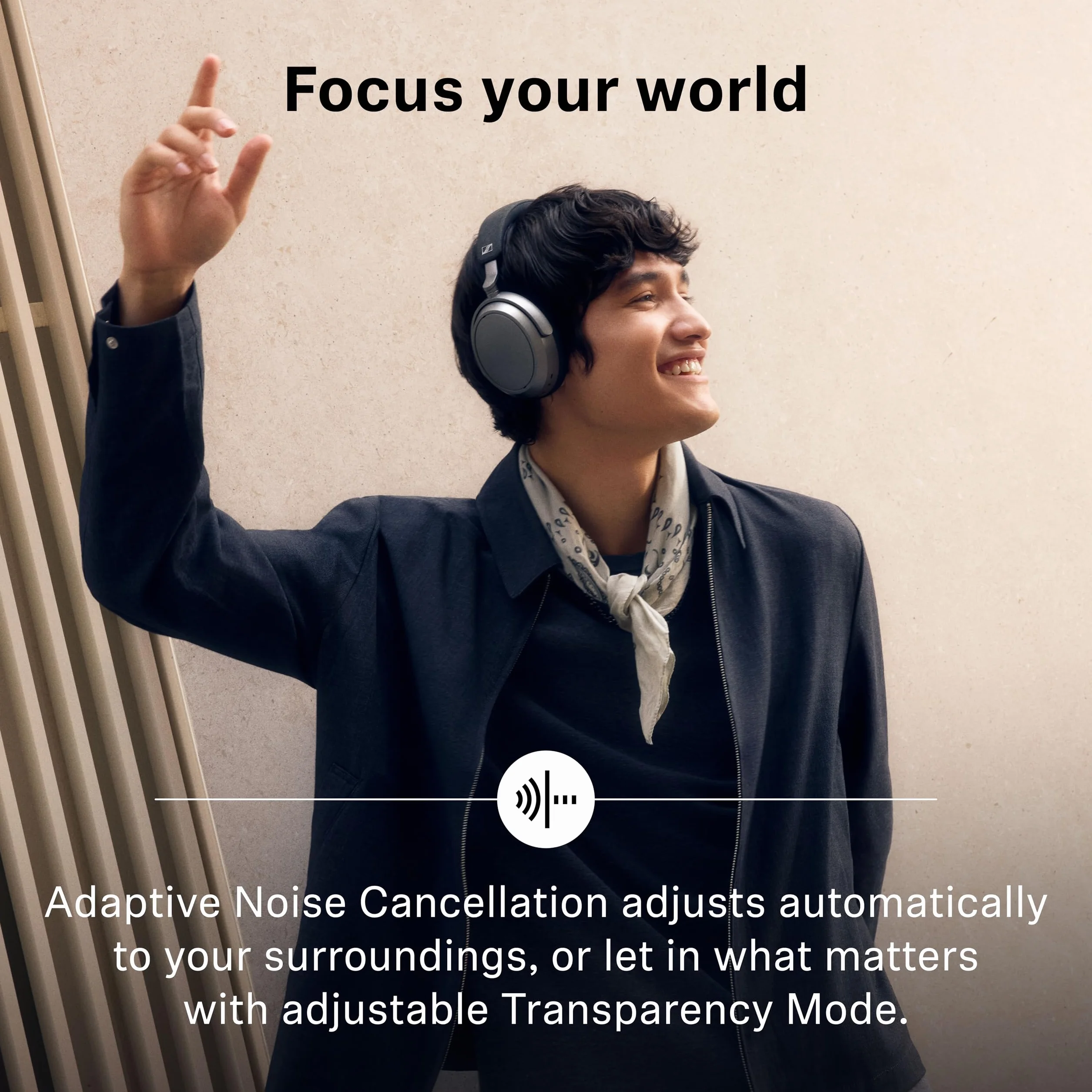Sennheiser Cuffie MOMENTUM 4 Wireless, Bluetooth per Telefonate Cristalline con Cancellazione Adattiva del Rumore, 60 H di Autonomia, Suono Personalizzabile e Design Pieghevole Leggero, Grafite