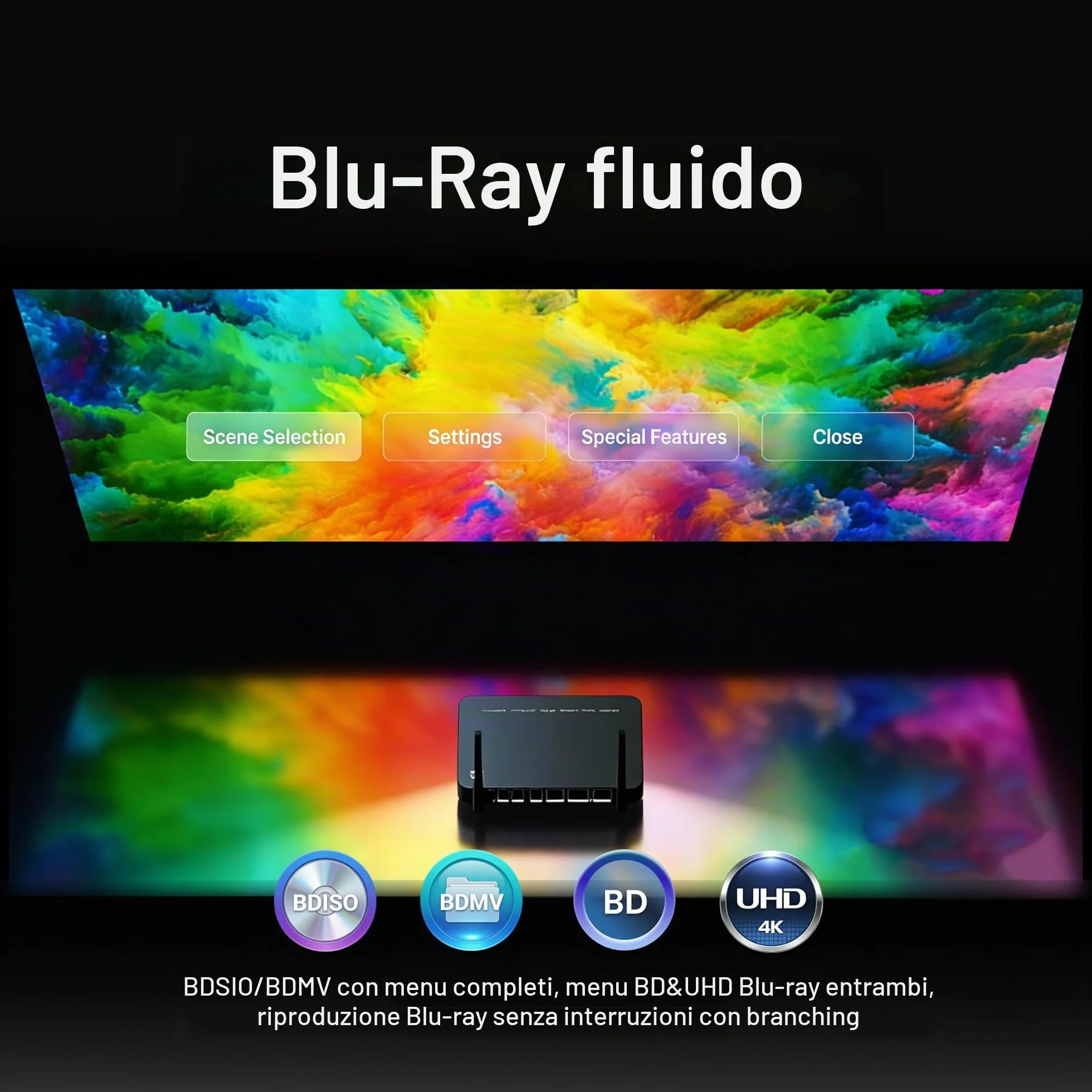 zidoo Lettore multimediale Z9X 8K HDR, Android 11 OS, processore Amlogic S928X-K 6G+64G, motore video VPU e motore di immagine VS10, Blu-ray 4K Ultra HD, BDMV/ISO, per riproduzione video e audio
