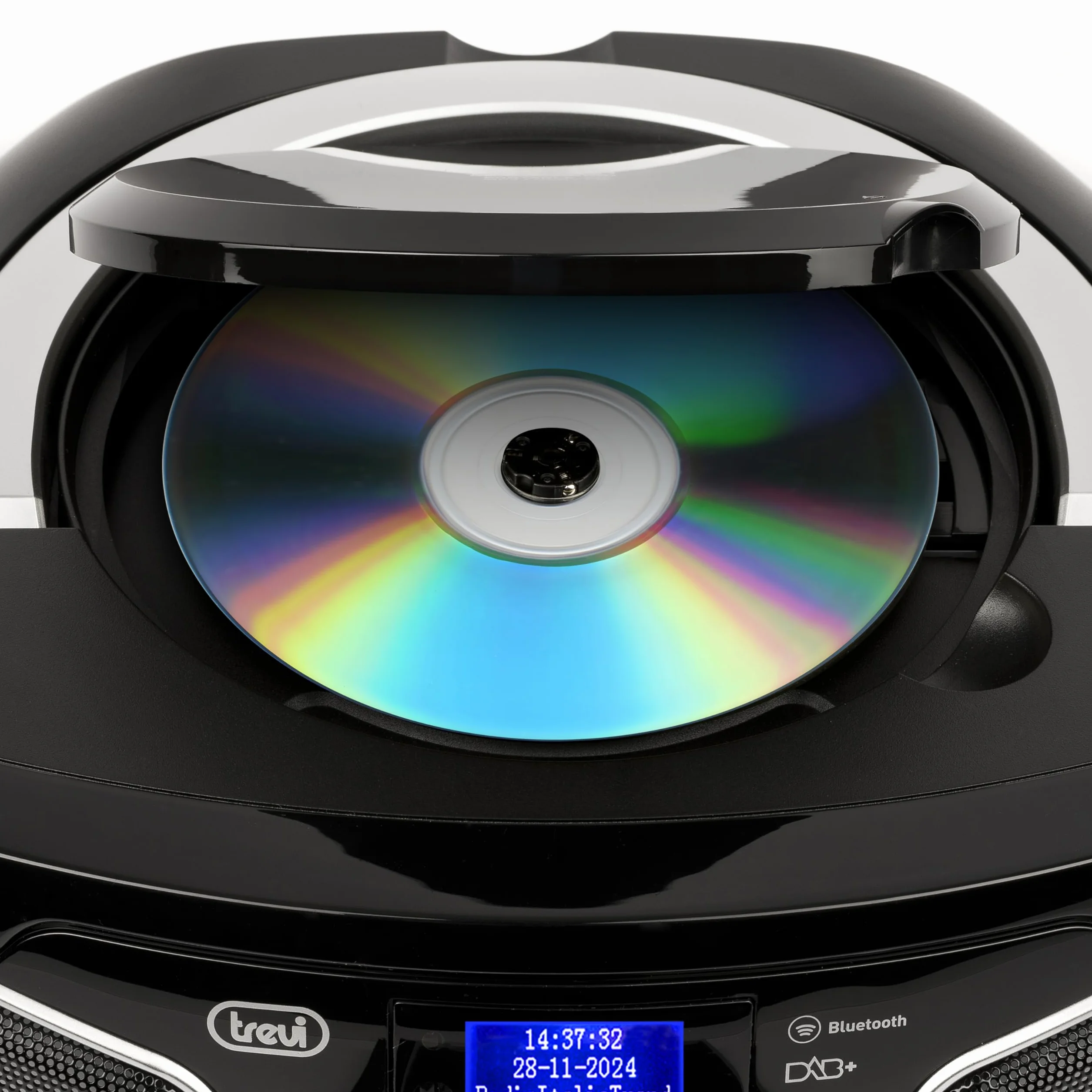 Trevi CMP 588 DAB Stereo Portatile Wireless con Radio Digitale DAB e FM, Boombox con Lettore CD, USB, AUX-IN, Antenna Telescopica, Display ad Alta Leggibilità, Alimentazione a Corrente e Batterie