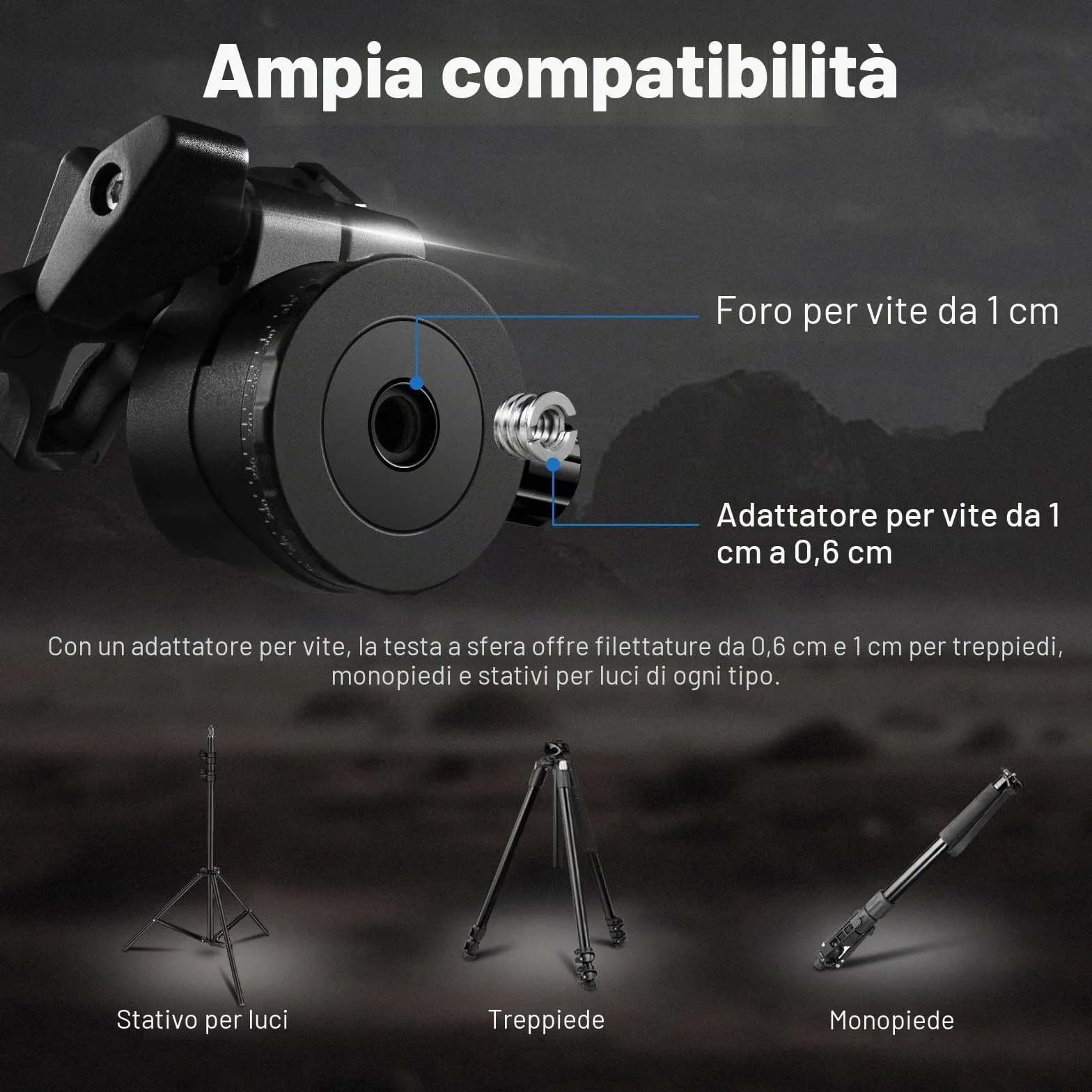 NEEWER Testa Sfera per Treppiede a Basso Profilo, Testa Sferica in Metallo da 36mm Compatibile con Piastra a Sgancio Rapido Arca da 1/4" per Treppiede Monopiede Slider Videocamera DSLR, Max 15kg, GM36
