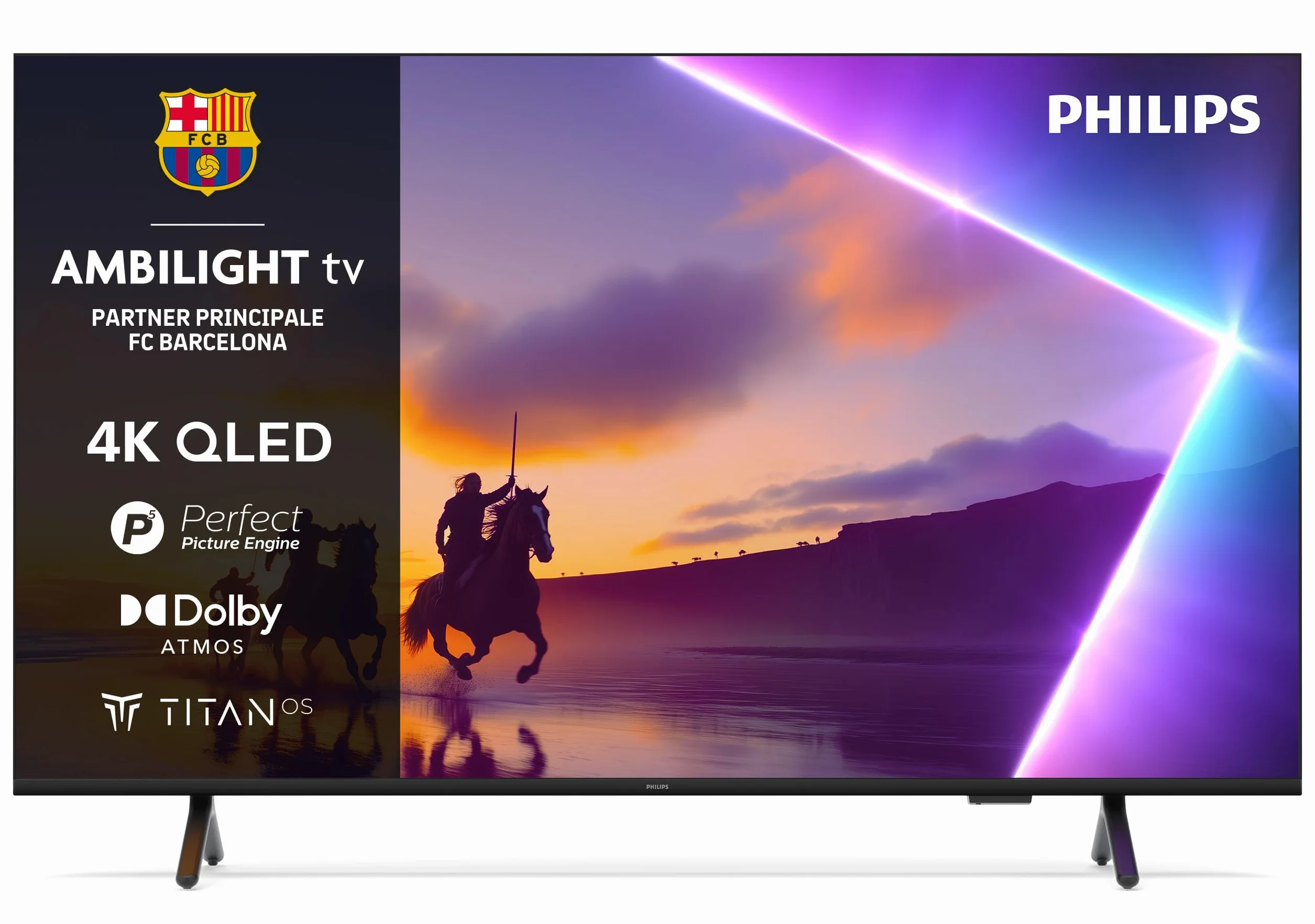 Philips Ambilight 65PUS8510 4K QLED Smart TV - Display 65’’ con piattaforma Titan OS, Pixel Precise Ultra HD e Dolby Atmos Sound - Funziona con Alexa e Google Voice Assistant