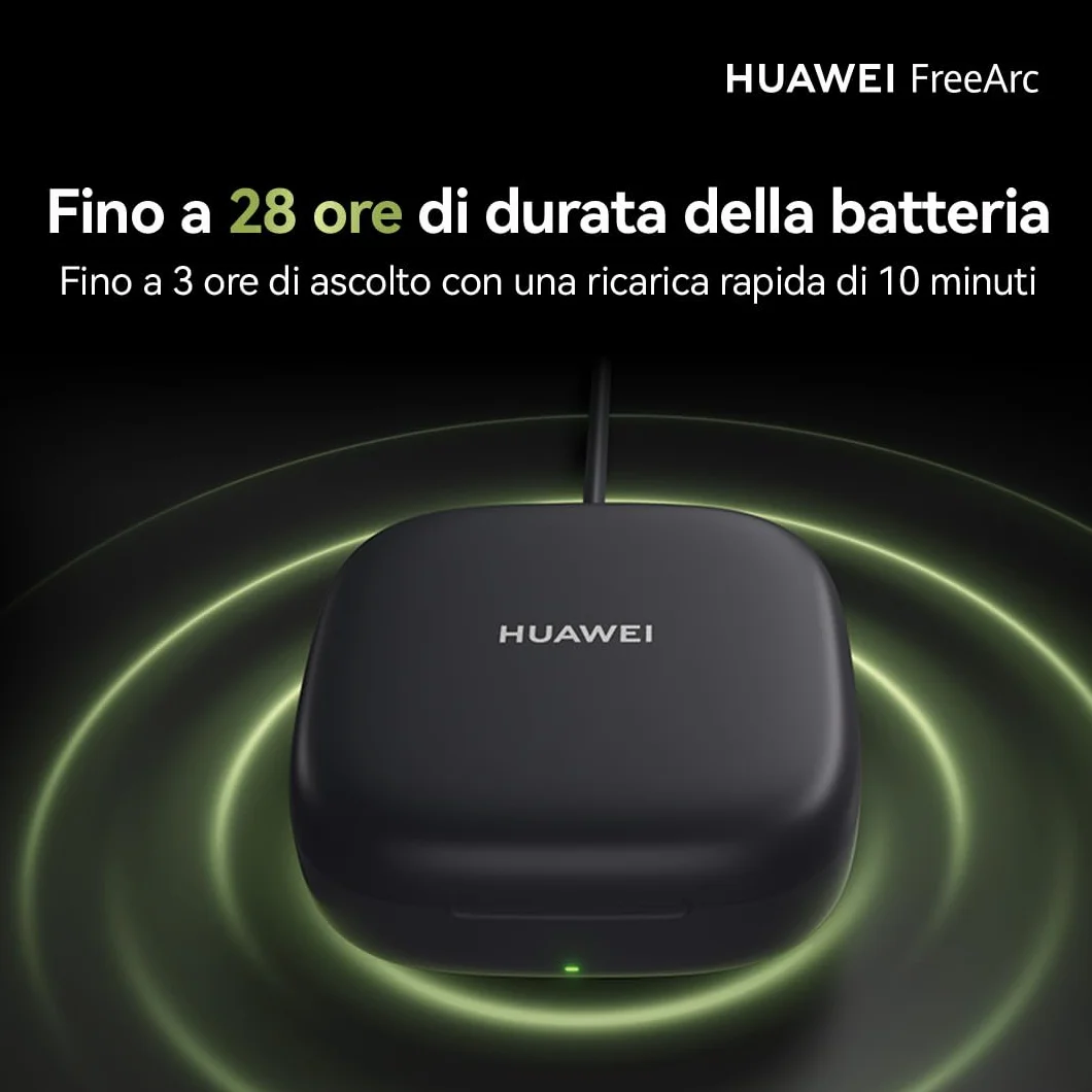 HUAWEI FreeArc Auricolari Open Ear, Auricolari Wireless Bluetooth, IP57, Fino a 28 ore, Cuffie Bluetooth Sport, iOS & Android & Windows, Nero