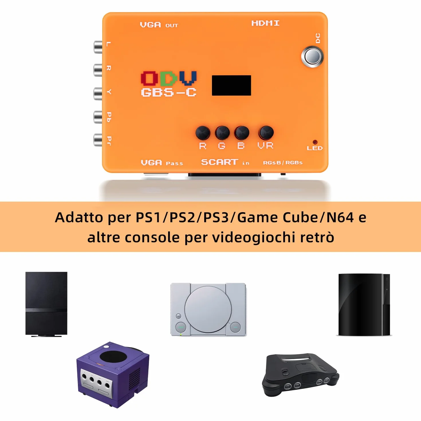 Mcbazel ODV-GBS-C Convertitore Scart a VGA/HDMI per Retro Gaming Console HDMI 720p/960p/1080p
