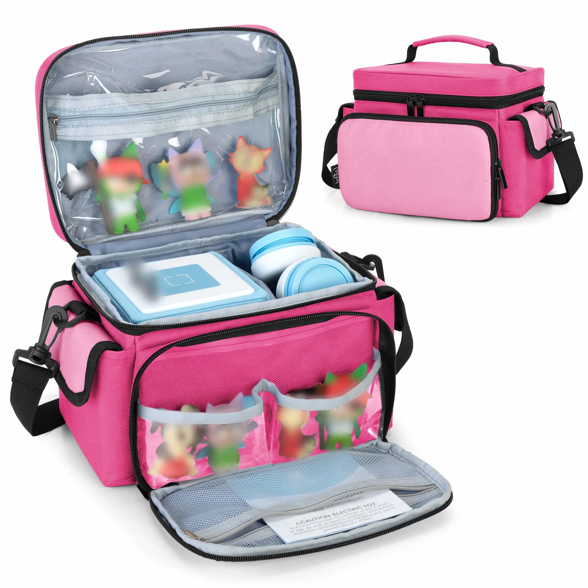 LoDrid Custodia Compatibile con Toniebox 2/1, Borsa Portatile per Lettore Audio Starter Set con Manico e Tracolla per Organizer per Accessori, Rosa Rossa, Solo Borsa (design brevettato)