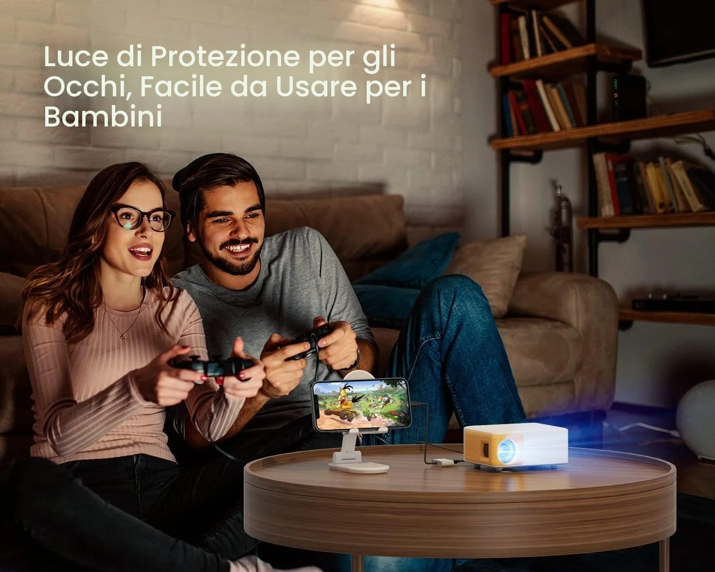 Mini Proiettore WiFi Bluetooth, YOTON Y3 Portatile Proiettore 15000 Lumens, Videoproiettore 4K Supporto Full HD 1080P, Zoom 50% e keystone ±50°, compatibile con telefoni iOS e Android/PC/Fire Stick