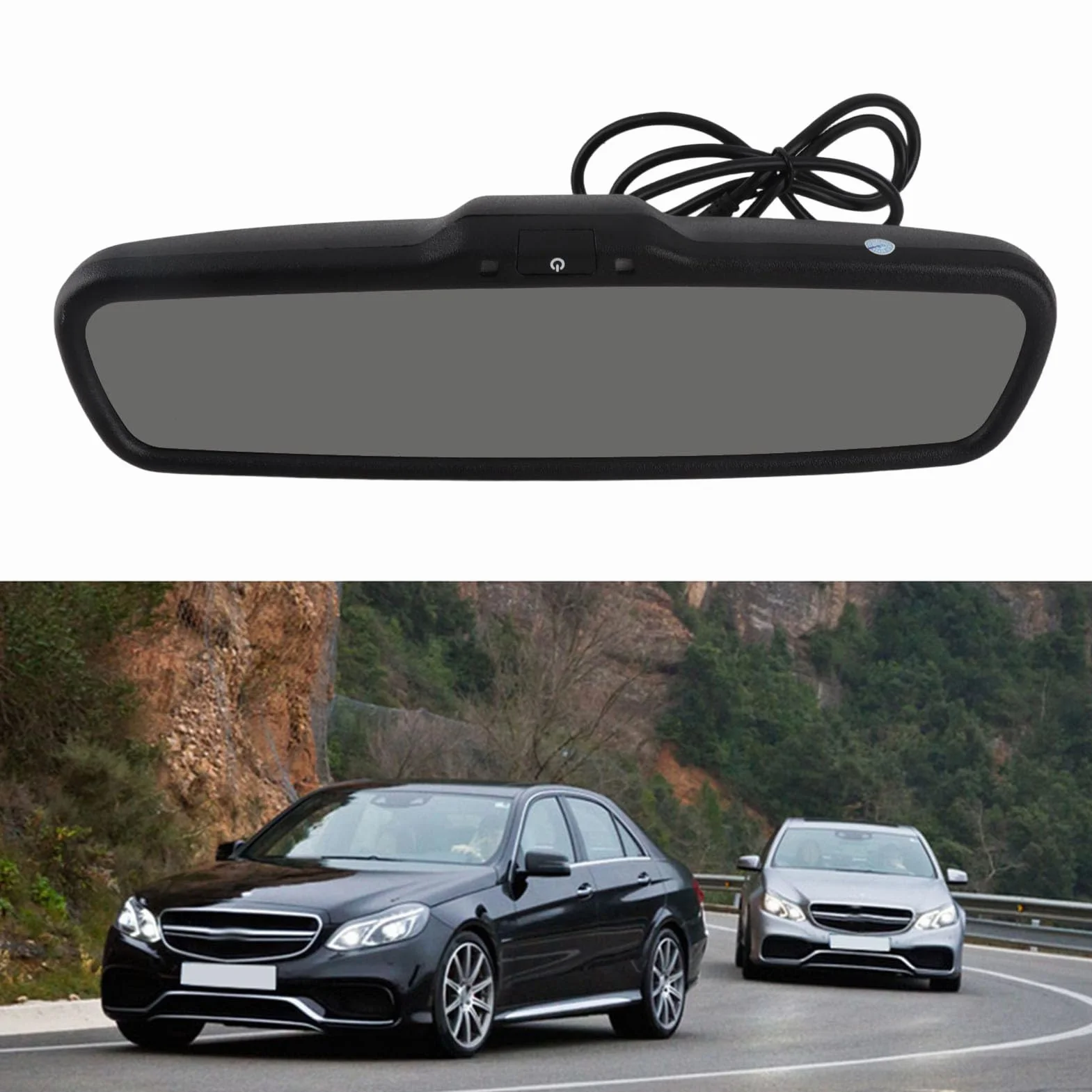 Monitor specchietto retrovisore auto-KIMISS Monitor retrovisore, 4.3 pollici nuovissimo design di moda ABS Monitor retrovisore Monitor oscuramento automatico retrovisore nero