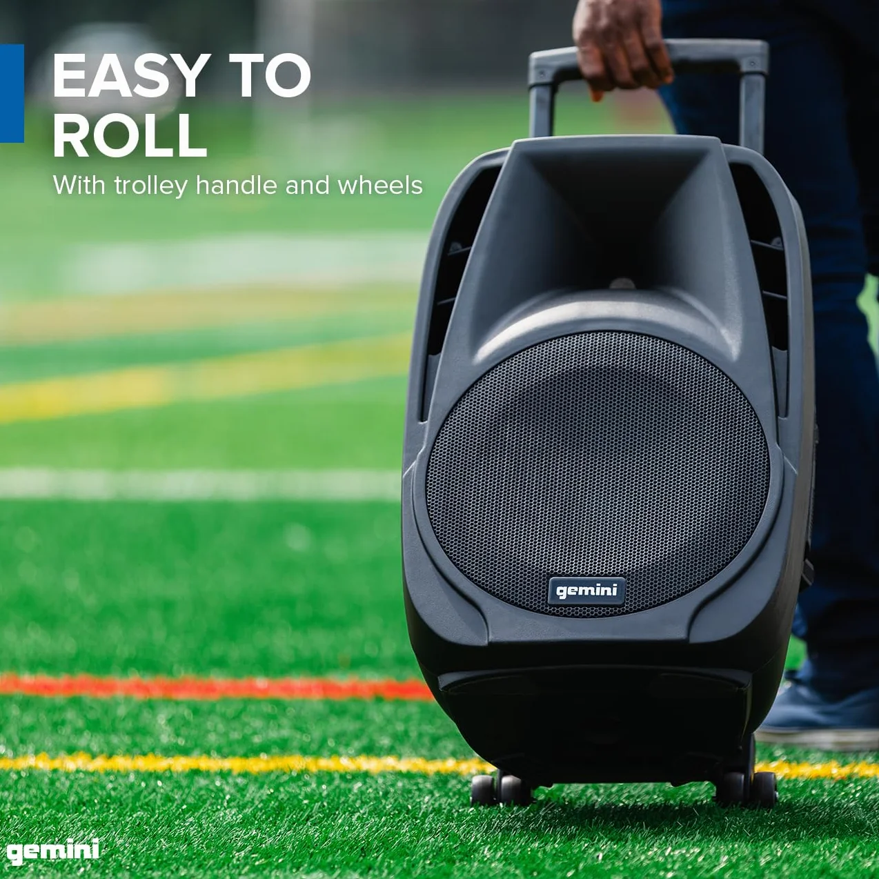 Gemini Sound ES-15TOGO Wireless Portable Bluetooth Streaming Streaming Professionale DJ PA Carrello del Carrello Attivo Attivo con Jacks Dual MIC Scheda SD e Porta USB con 2 Bundle MIC Wireless