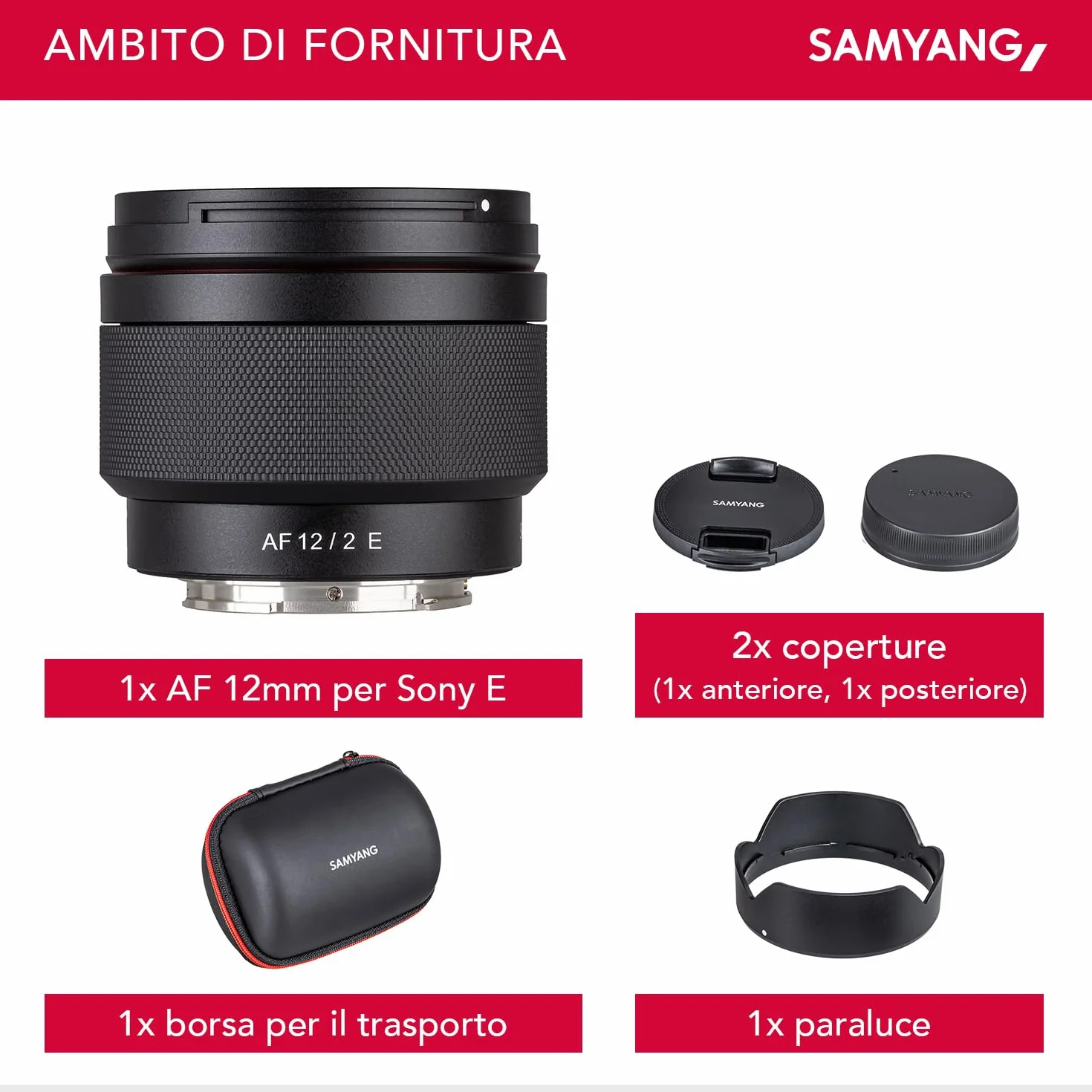 Samyang AF 12 mm F2.0 E Obiettivo per Sony E – autofocus APS-C grandangolare focale obiettivo per Sony E Mount APSC, per fotocamere Sony Alpha 6600 6500 6400 6300 6100 6000 5100 5000 NEX nero