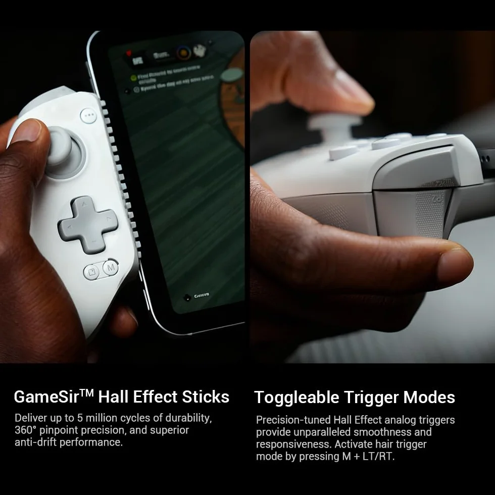 GameSir Controller G8 Plus Mfi per iPhone 15/16/17/iPad Mini e Android, gamepad per iPad con stick/trigger Hall Effect, due pulsanti posteriori, per giocare a Genshin Impact, PUBG Mobile, Minecraft
