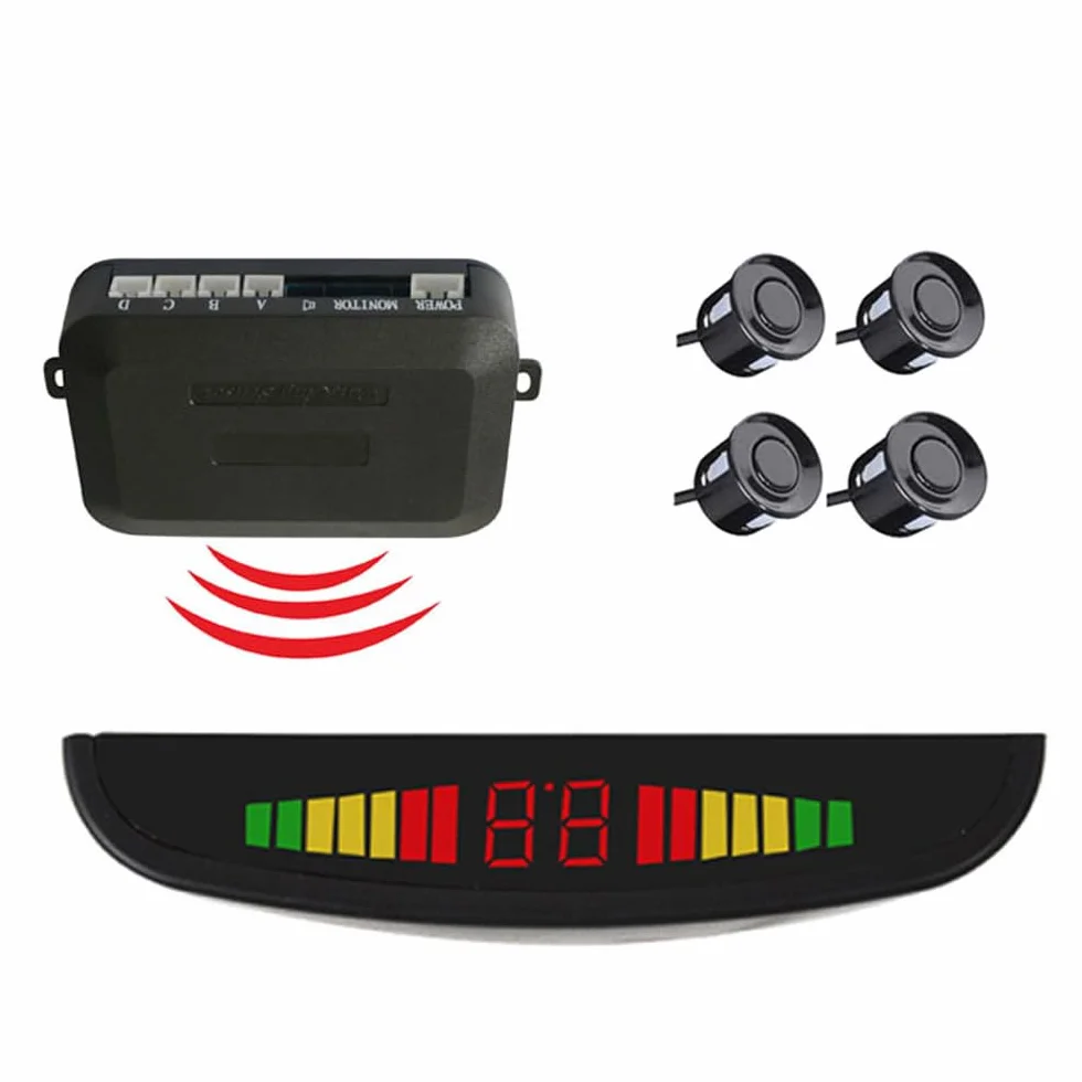 MASO Radar di retromarcia wireless per auto con kit 4 sensori, Radar di retromarcia wireless per auto DC 12V 0,3-2,0 m/11,81-78,74 pollici