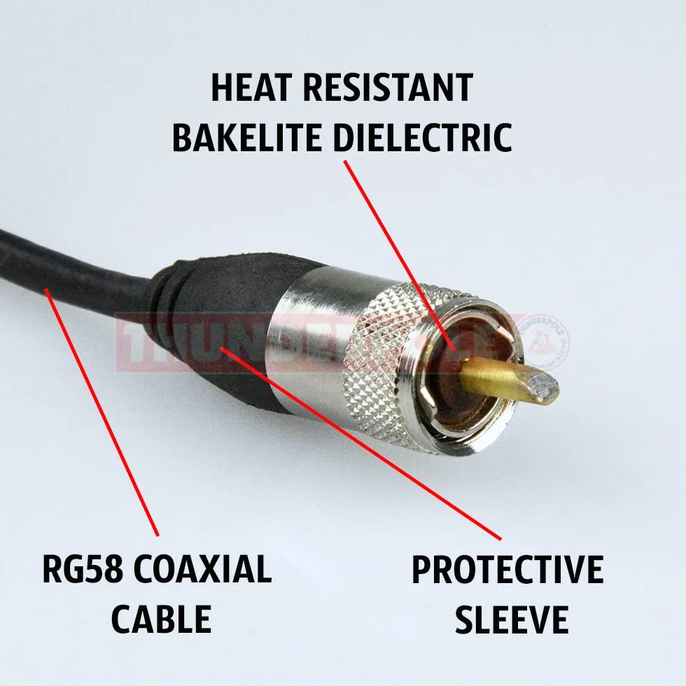 Thunderpole Orbitor CB Radio Antenna & 4 Bolt Kit di montaggio a barra specchio | Springer CB Radio Antenna