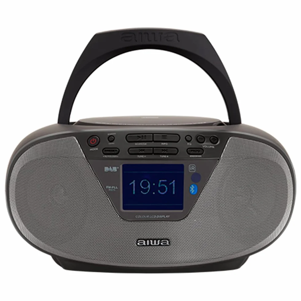 AIWA - BBTU-500DAB/BK Lettore CD Multifunzione, Bluetooth, Lettore CD/CDR/RW/MP3, Radio DAB+/FM, Lettore USB-MP3, Aux-in 3.5 mm, Cuffia 3.5 mm, Funzioni Orologio/Sveglia, con Telecomando, Colore Nero