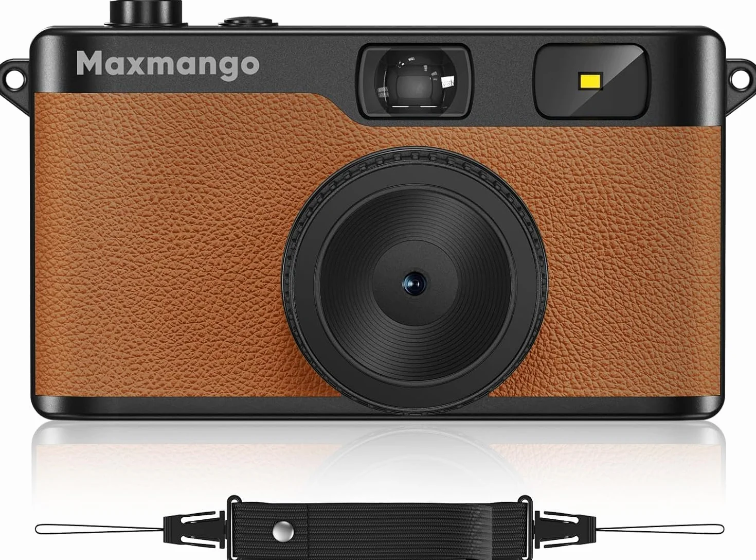 Maxmango D53 Fotocamera Digitale Compatta Senza Schermo, Fotocamera Vintage Retro 12 MP Catturare Momenti Reali, Filtri DIY Scaricabili, USB-C, Scheda SD da 8 GB Inclusa, Fino a 4000 Foto (Marrone)