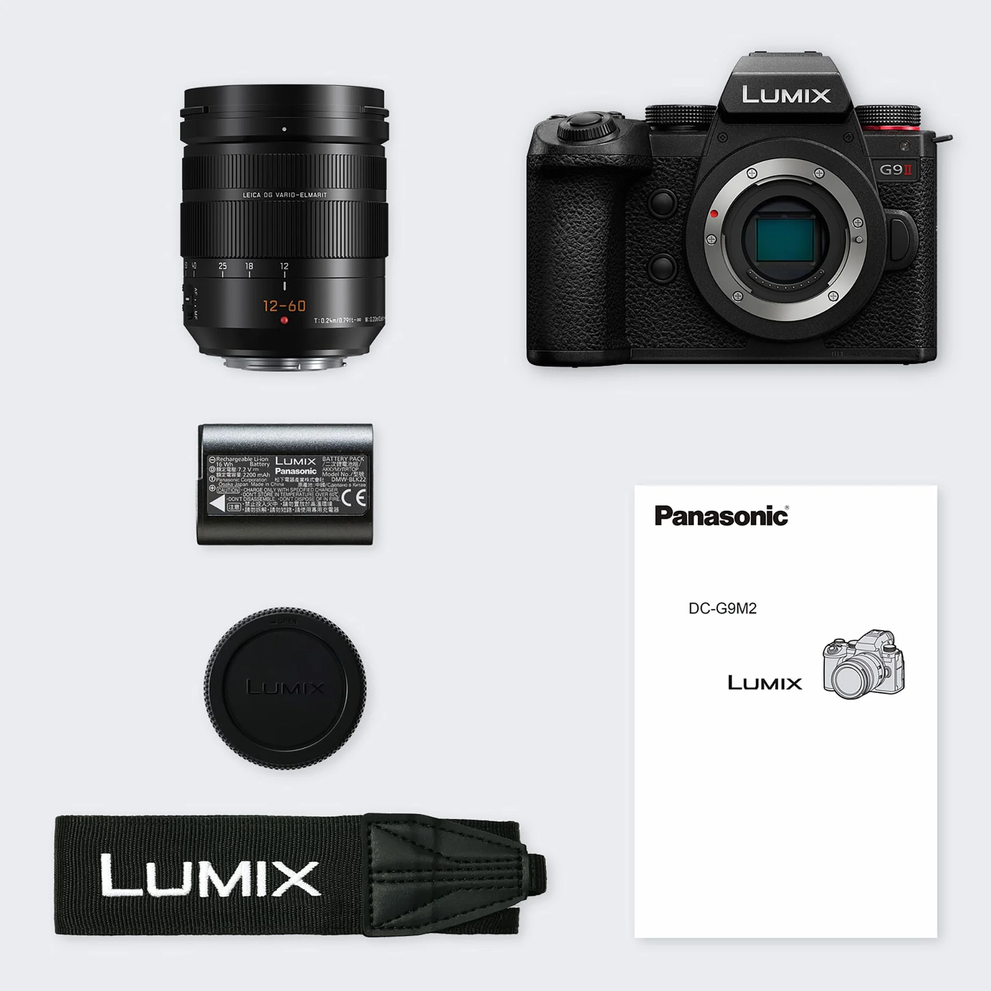Panasonic LUMIX DC-G9M2LE Fotocamera Mirrorless Micro Quattro Terzi con Obiettivo Leica DG Vario-Elmarit 12-60mm F2.8-4.0, 25.2MP, 4K 120p/100p e 5.7K 30p/25p, Phase Hybrid AF, Wi-Fi, Bluetooth, Nero