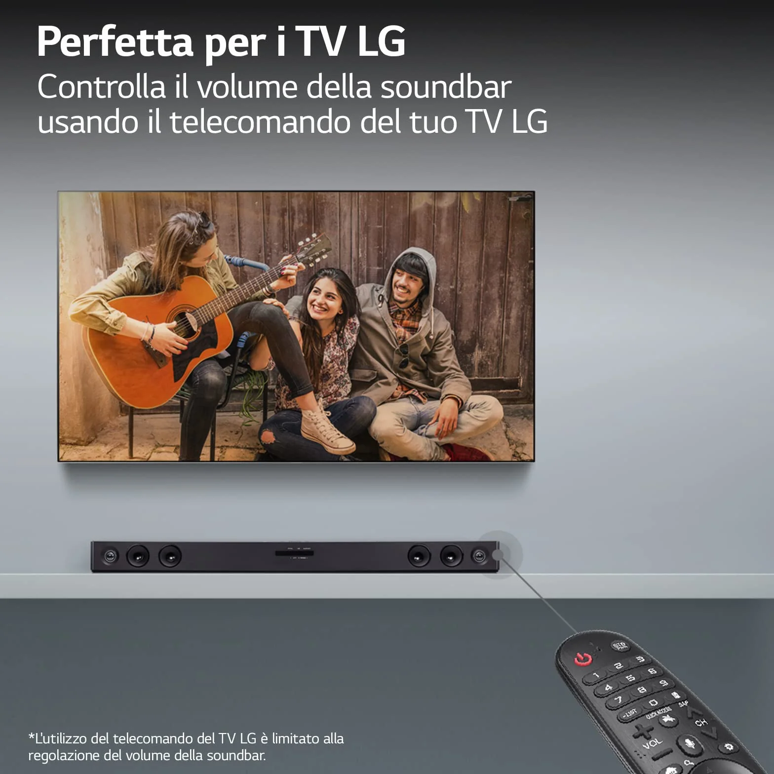 LG SQC2 Soundbar TV 300W, 2.1 Canali con Subwoofer Wireless, Soundbar Dolby Digital, Bluetooth, Ingresso Ottico, Ingresso AUX 3,5mm, USB