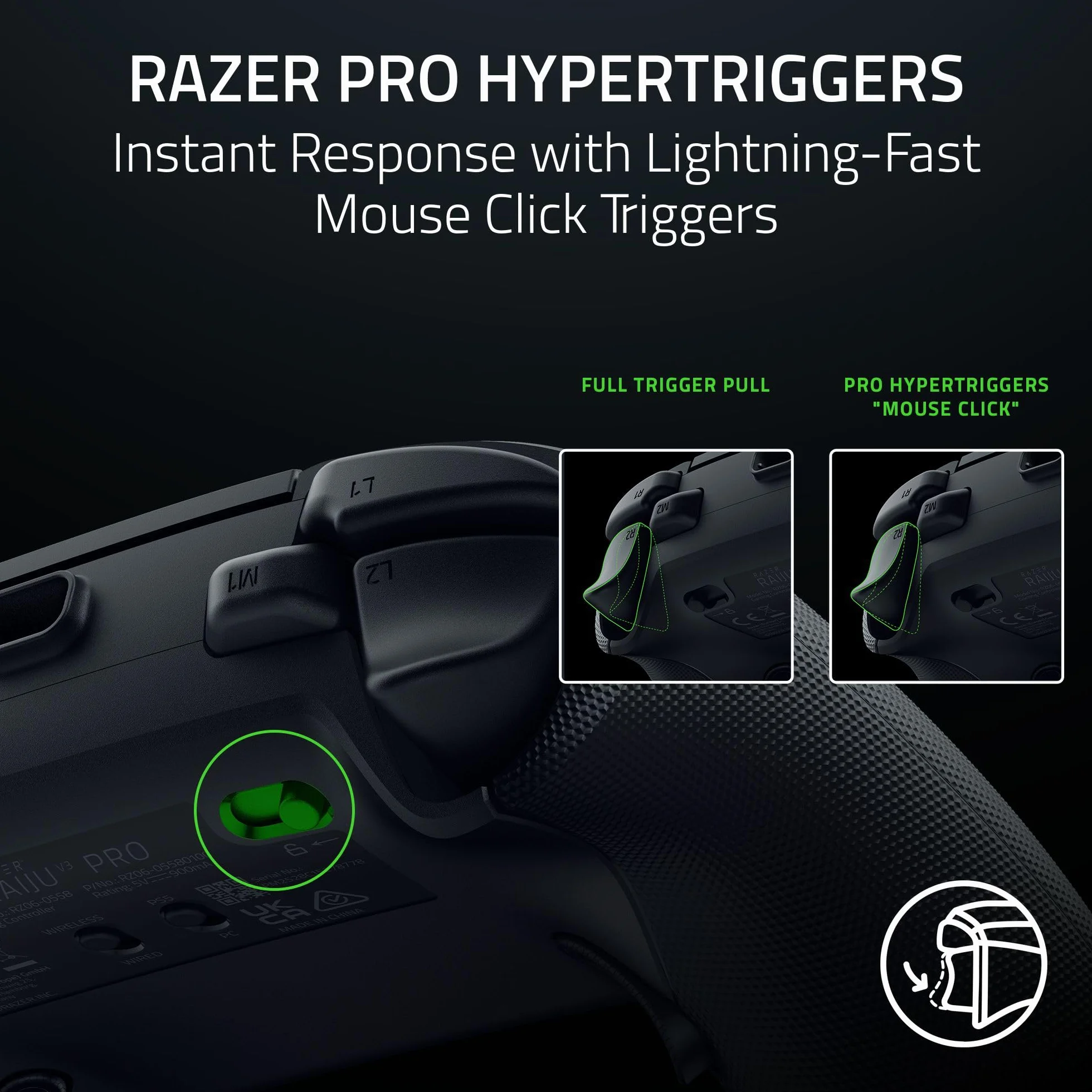 Razer Raiju V3 Pro Controller Wireless: licenza ufficiale per PlayStation, PS5, PC - Prestazioni di livello eSport senza ritardi - 6 pulsanti rimappabili - Thumbstick personalizzabili - Trigger veloci