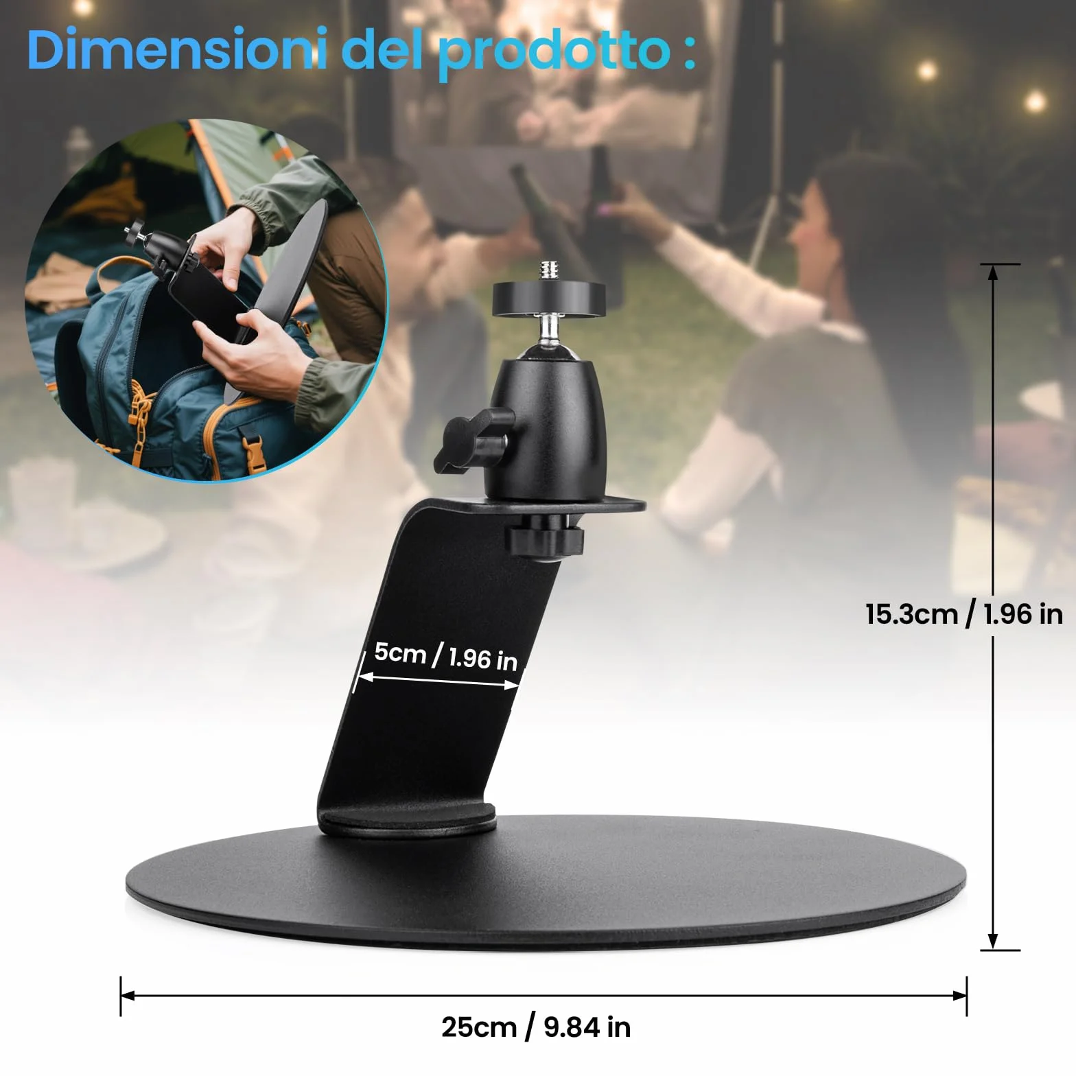 Porta Proiettore Da Tavolo, Supporto Proiettore Tavolo Con Interfaccia A Vite Da 1/4 Di Pollice, Supporto Proiettore Con Rotazione A 360°, Per Home Cinema, Sala Giochi, Ufficio (B)